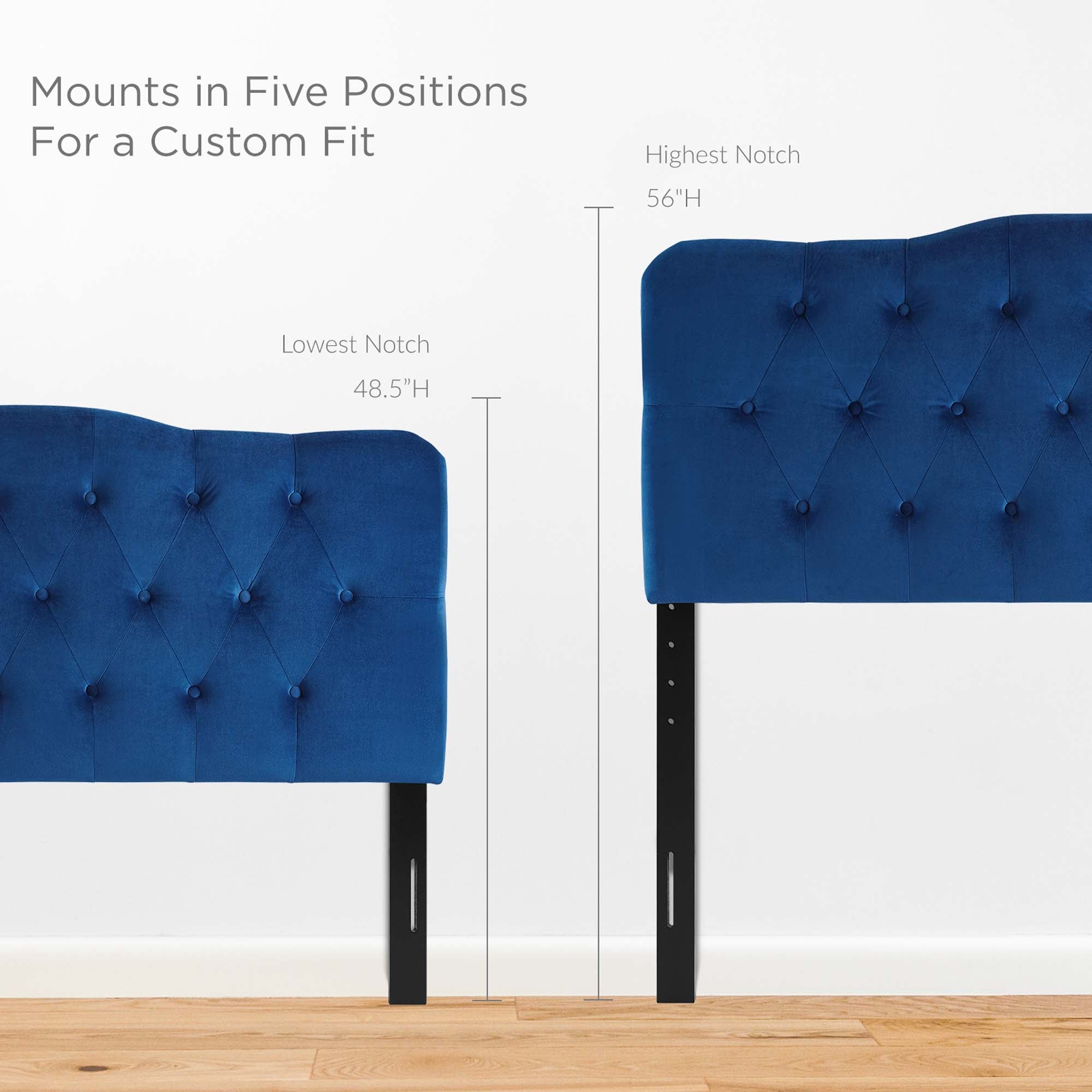 Annabel Diamond Tufted Performance Velvet Queen Headboard, Navy