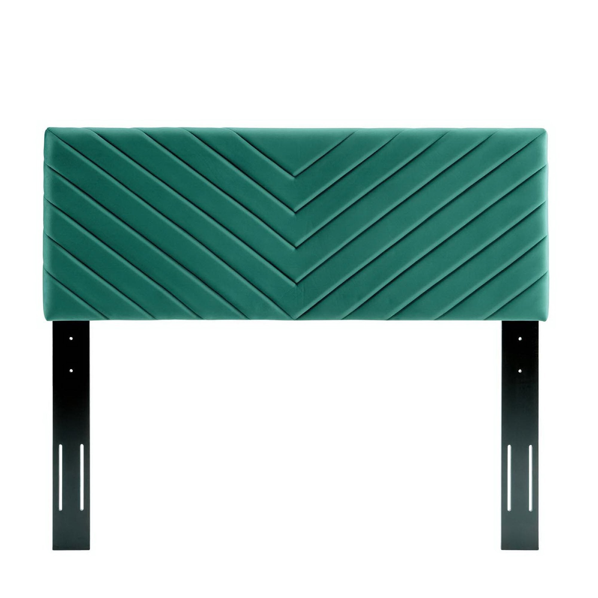 Alyson Angular Channel Tufted Performance Velvet Twin Headboard, Teal