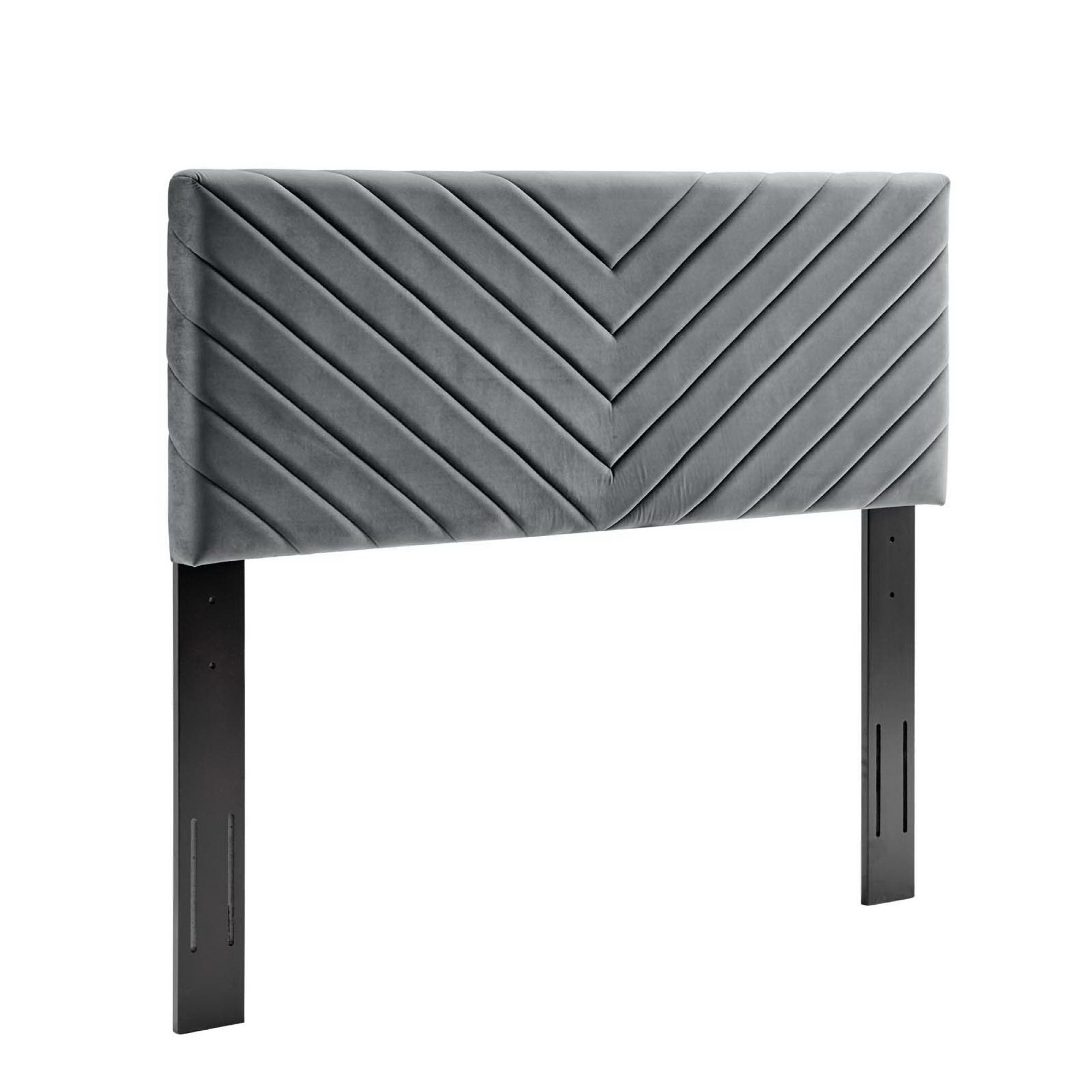 Alyson Angular Channel Tufted Performance Velvet Full / Queen Headboard, Charcoal