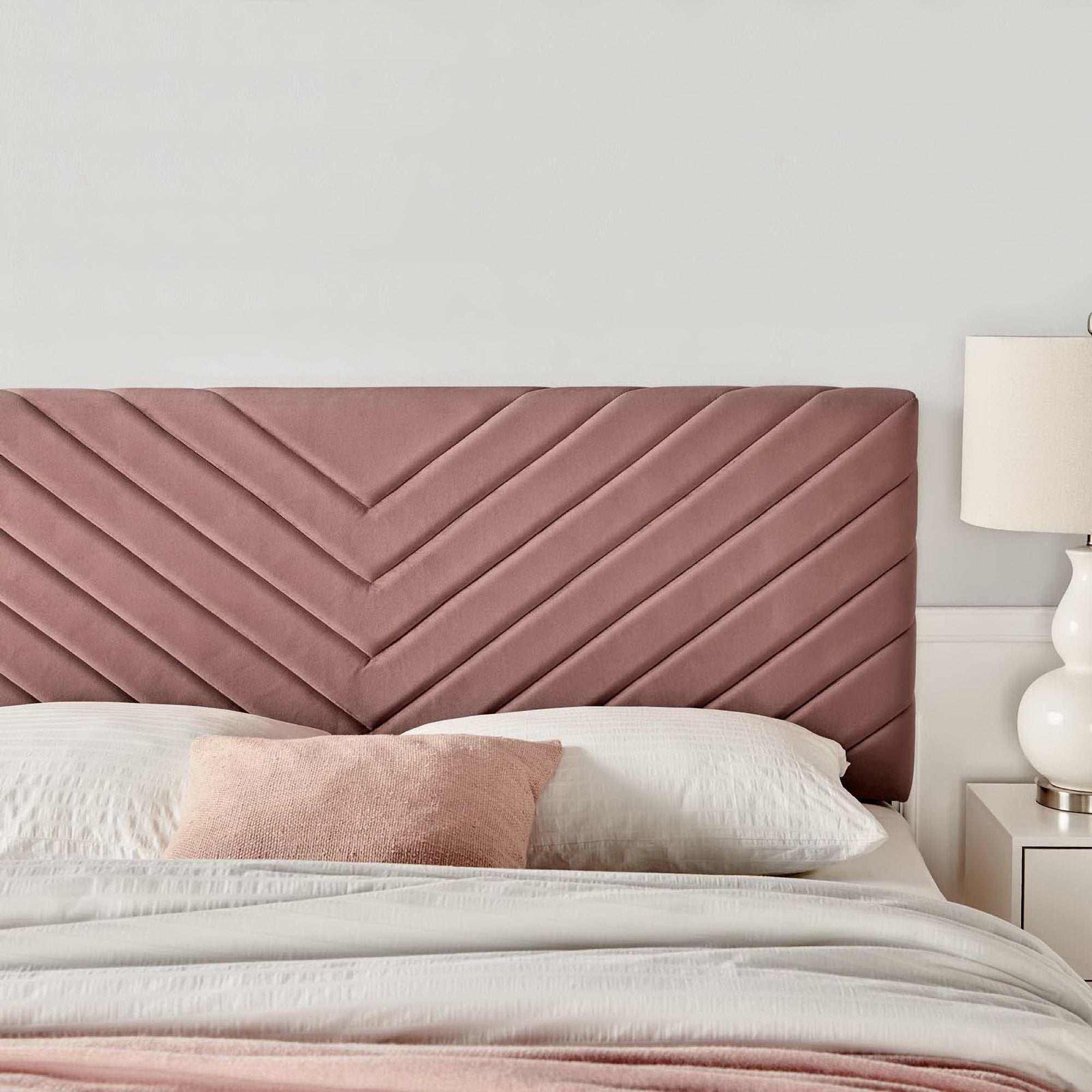 Alyson Angular Channel Tufted Performance Velvet Full / Queen Headboard, Dusty Rose