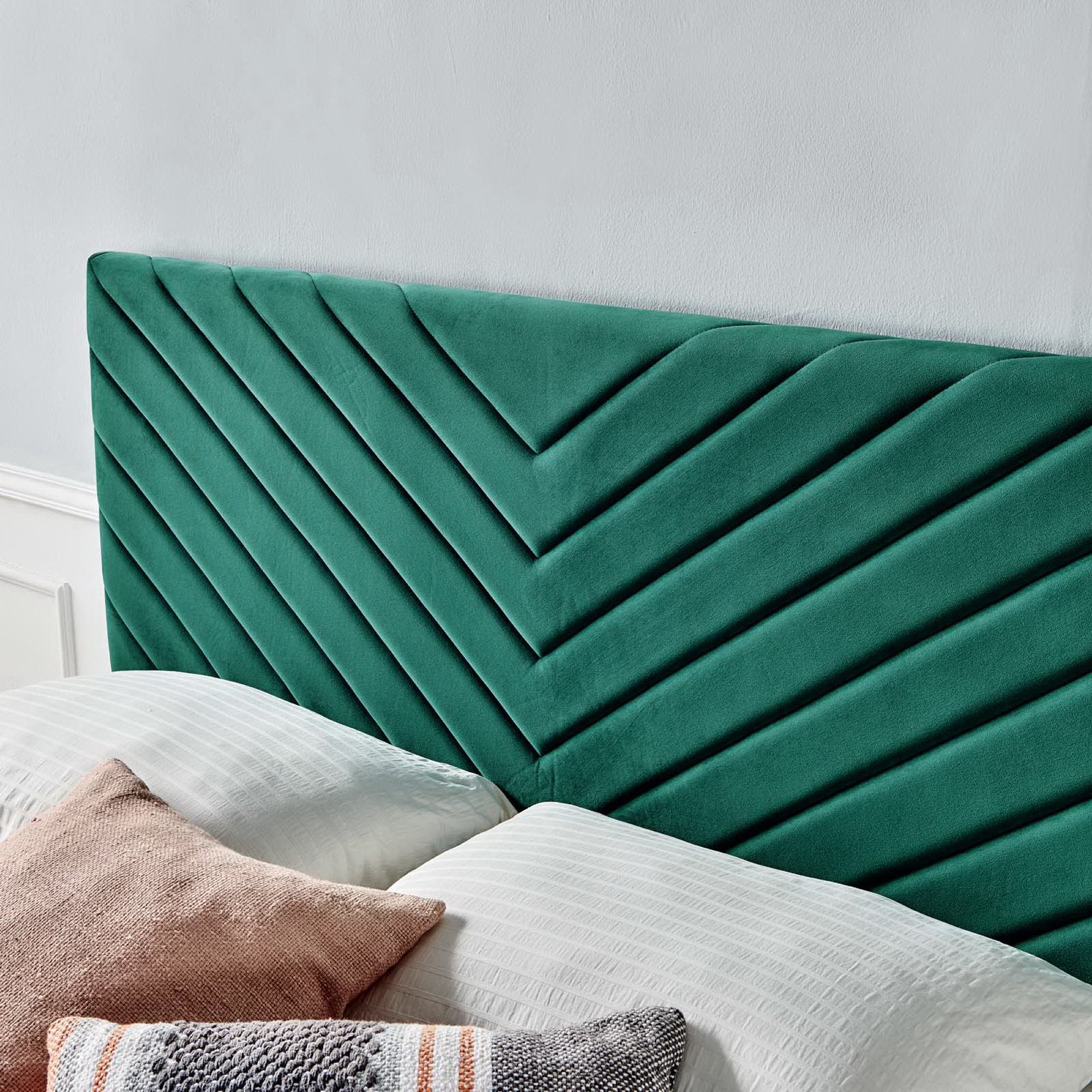 Alyson Angular Channel Tufted Performance Velvet Full / Queen Headboard, Teal