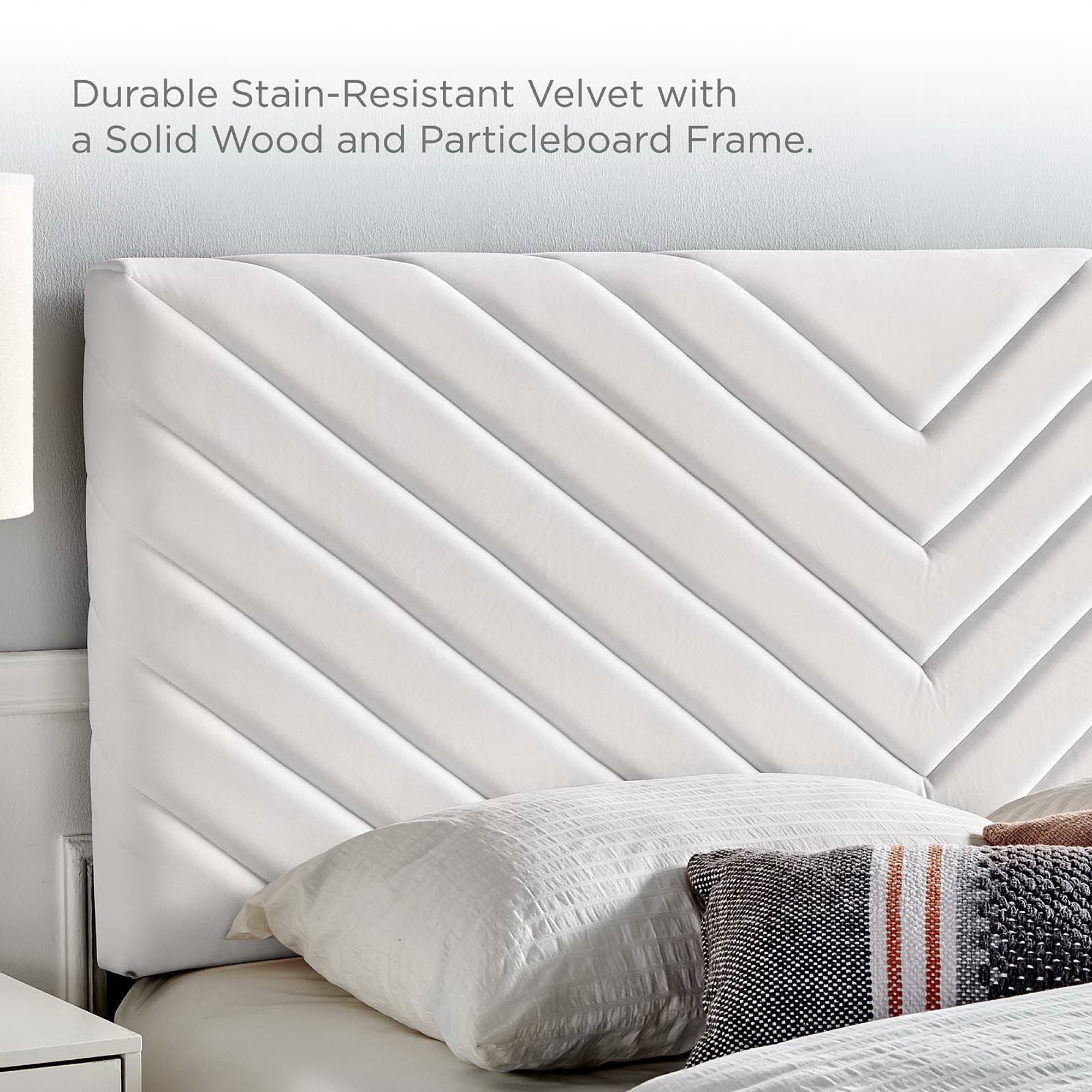 Alyson Angular Channel Tufted Performance Velvet Full / Queen Headboard, White