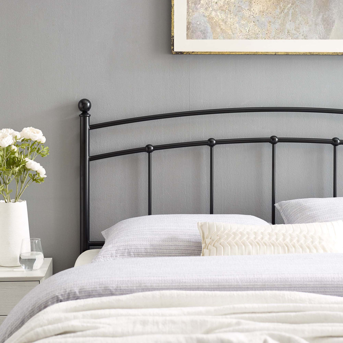 Abigail Metal Queen Headboard, Black