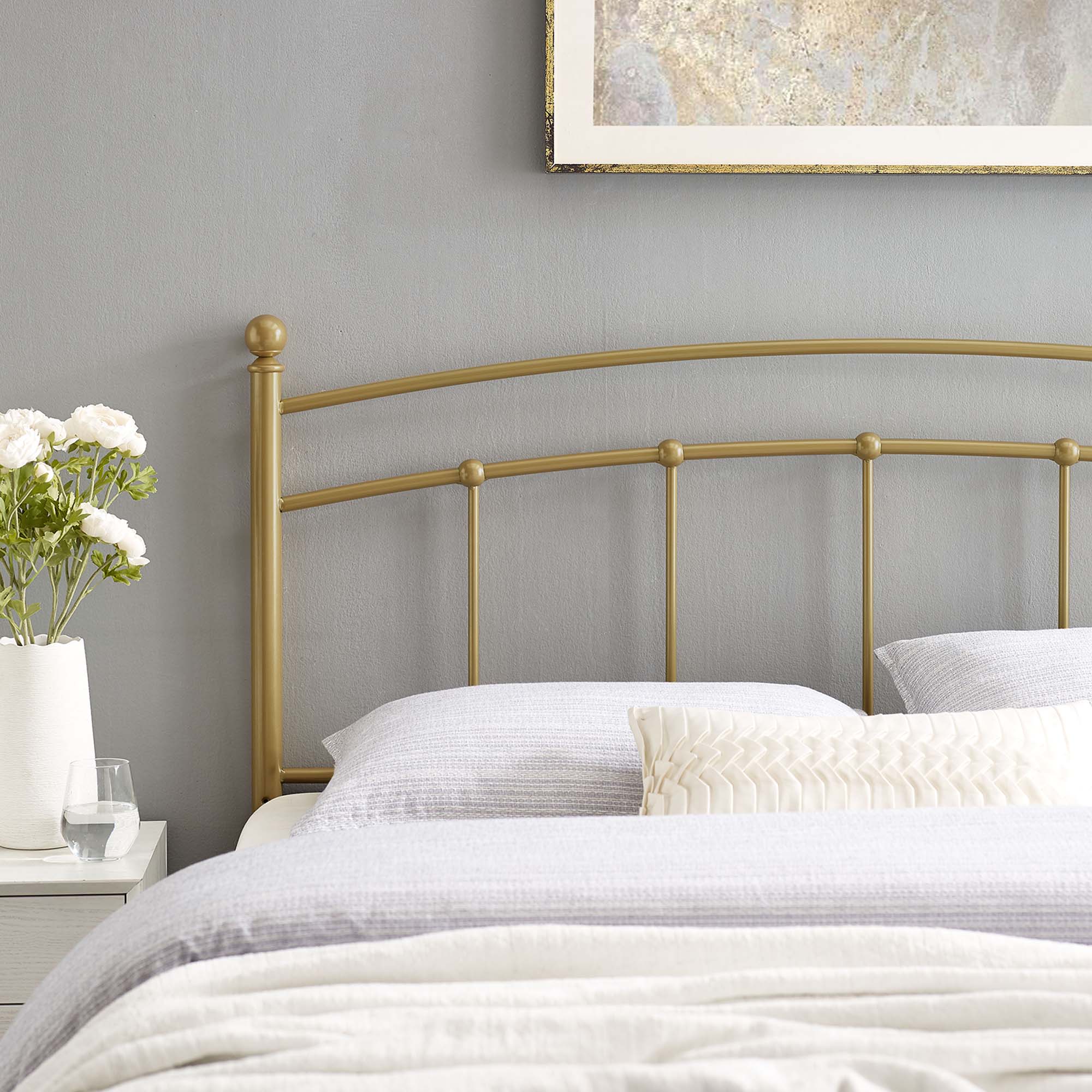 Abigail Metal King Headboard, Gold