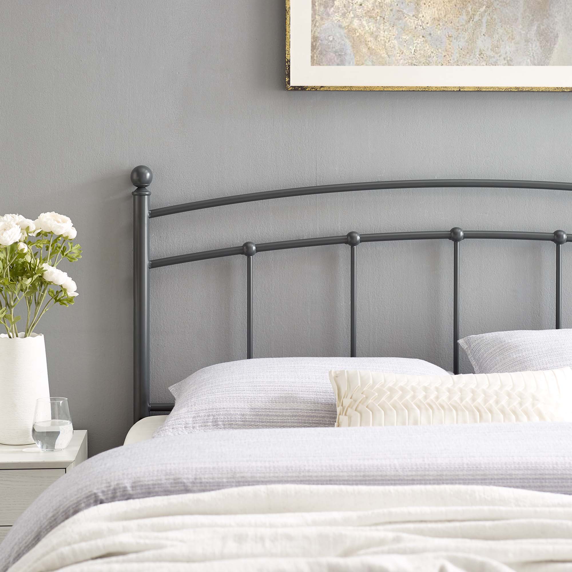 Abigail Metal King Headboard, Gray