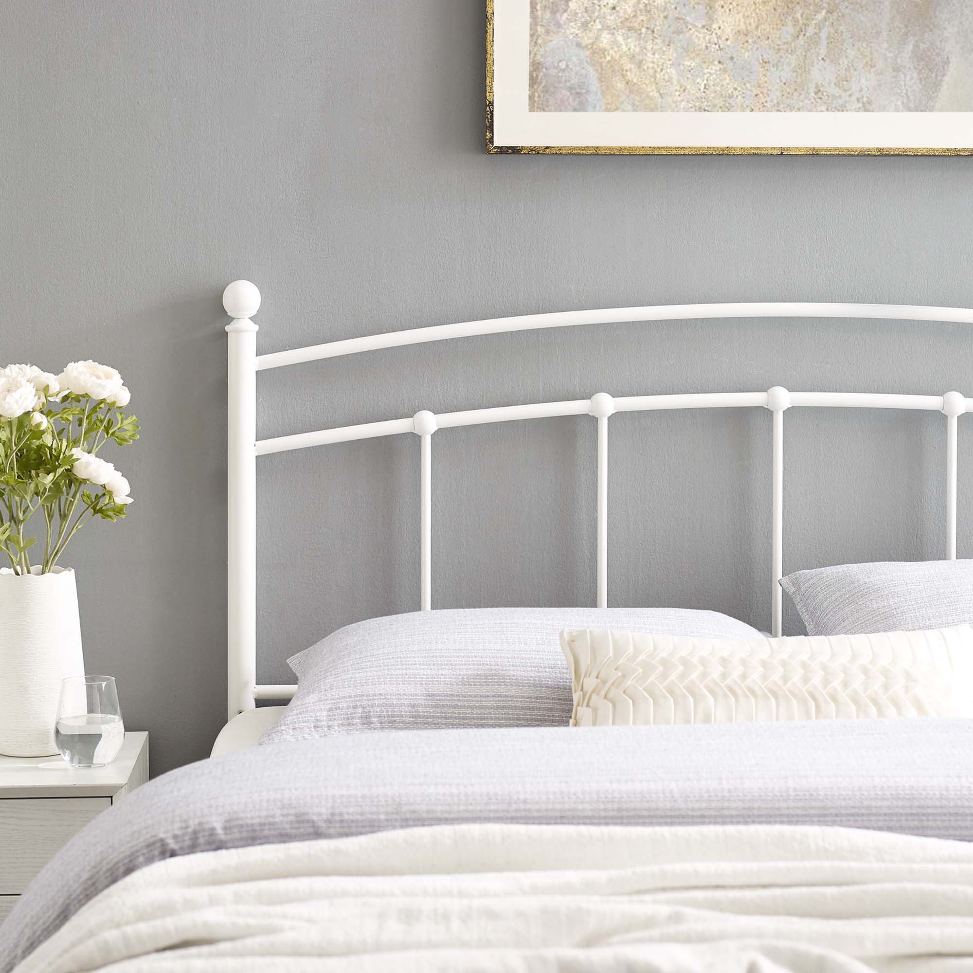 Abigail Metal King Headboard, White