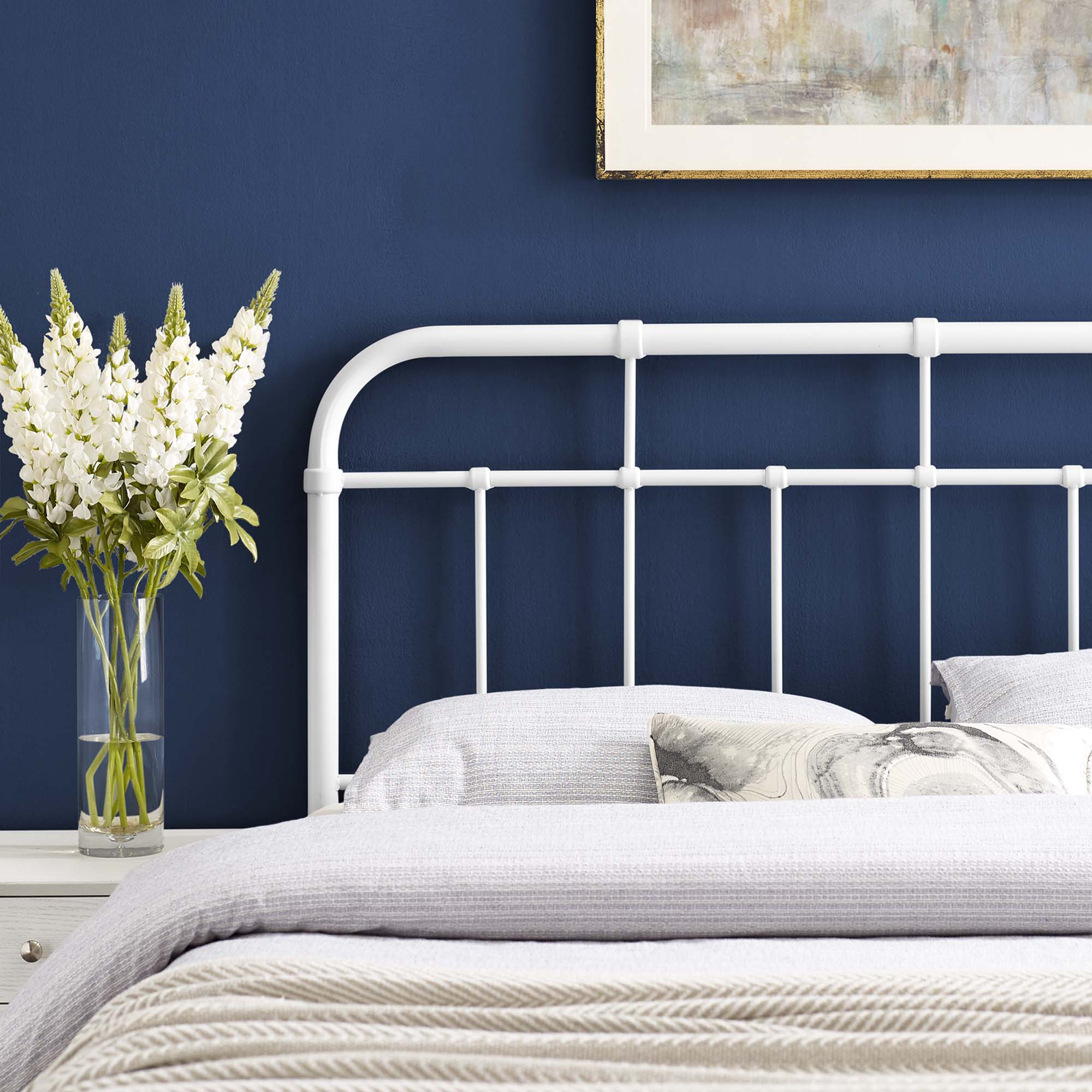Alessia Metal Twin Headboard, White