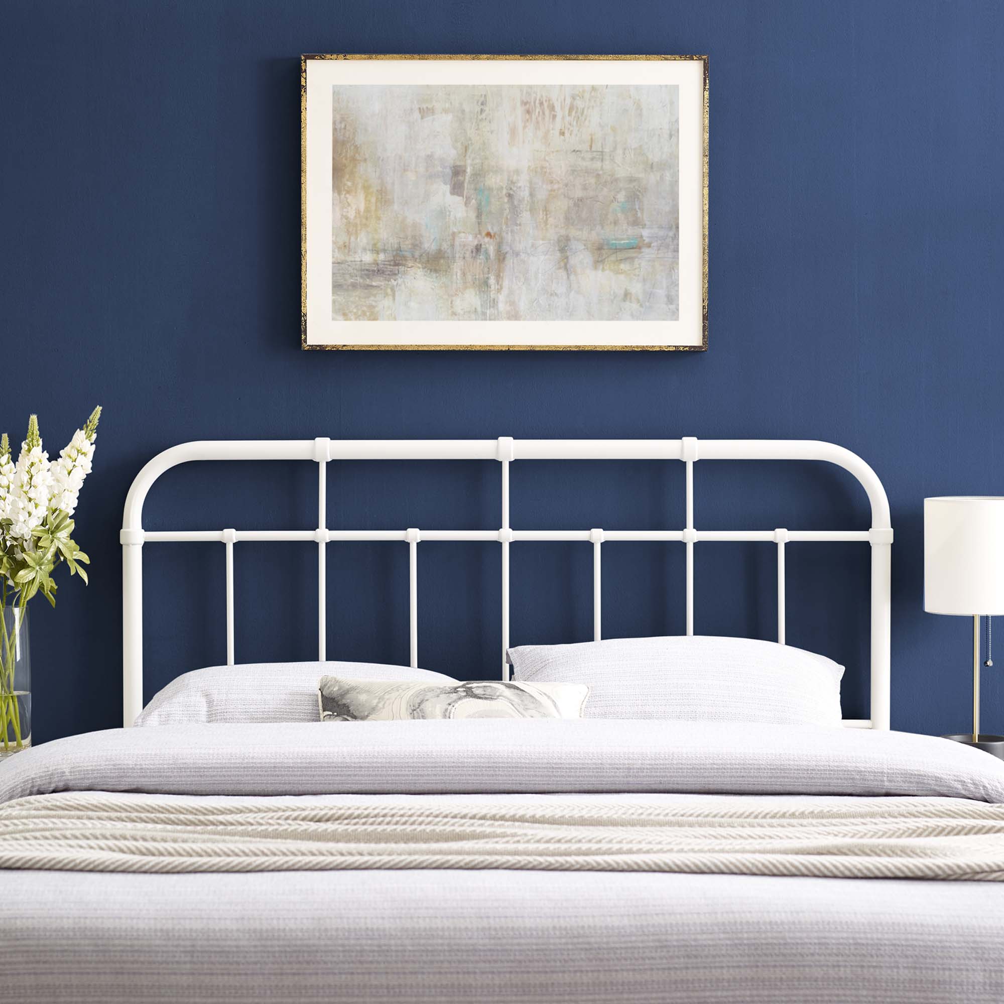 Alessia Metal Full Headboard, White