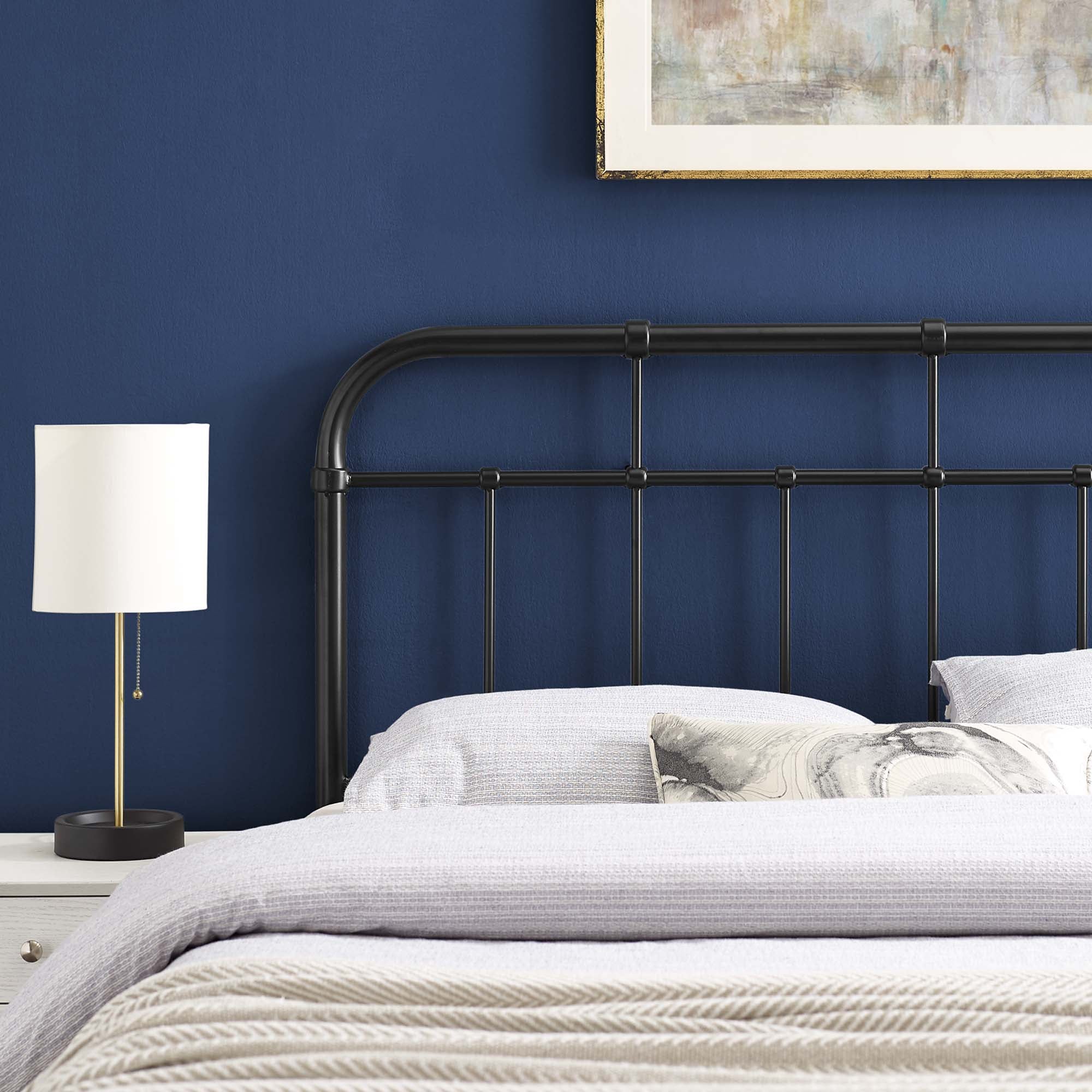 Alessia Metal Queen Headboard, Black