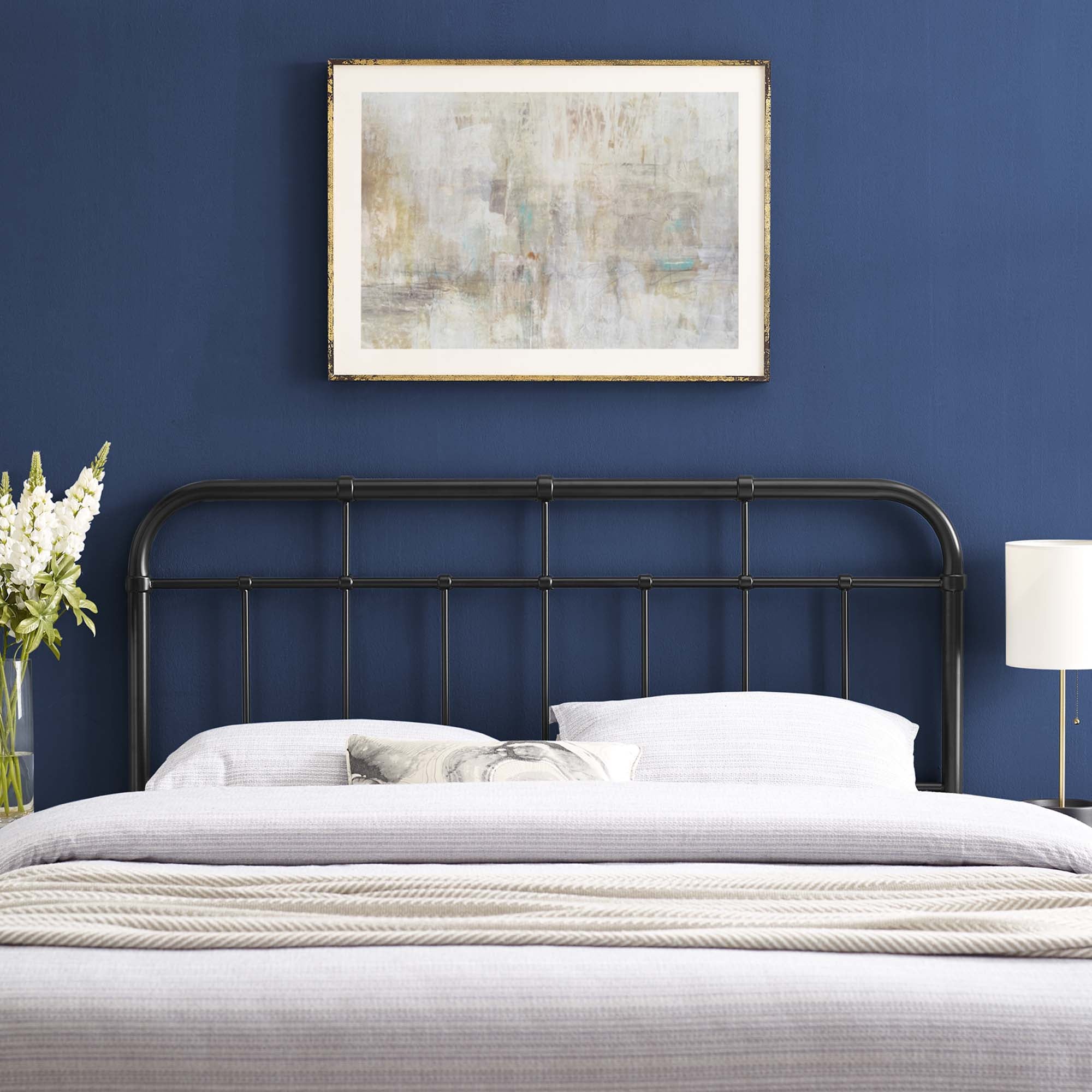 Alessia Metal Queen Headboard, Black