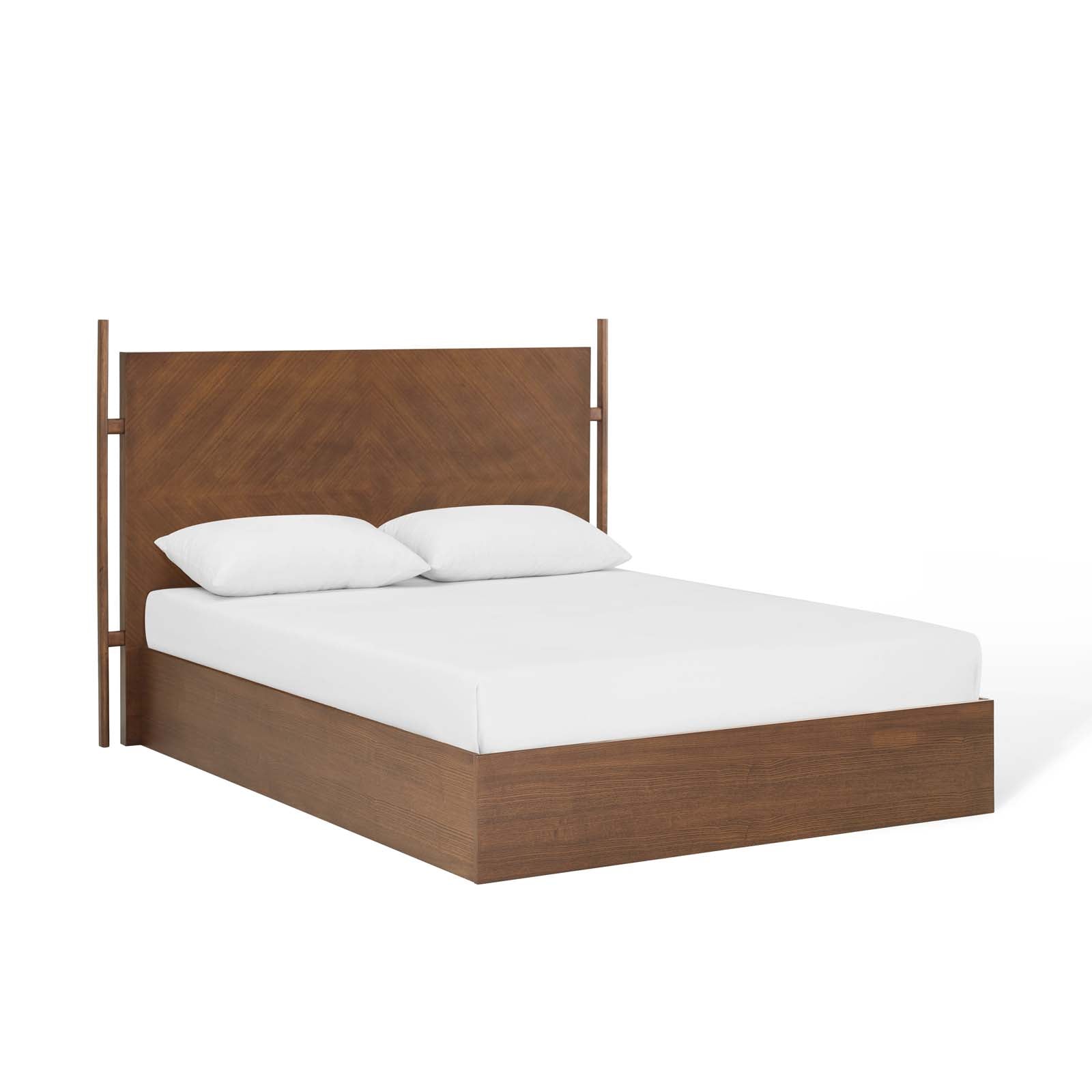 Chevron Queen Wood Platform Bed – With Slatted Support