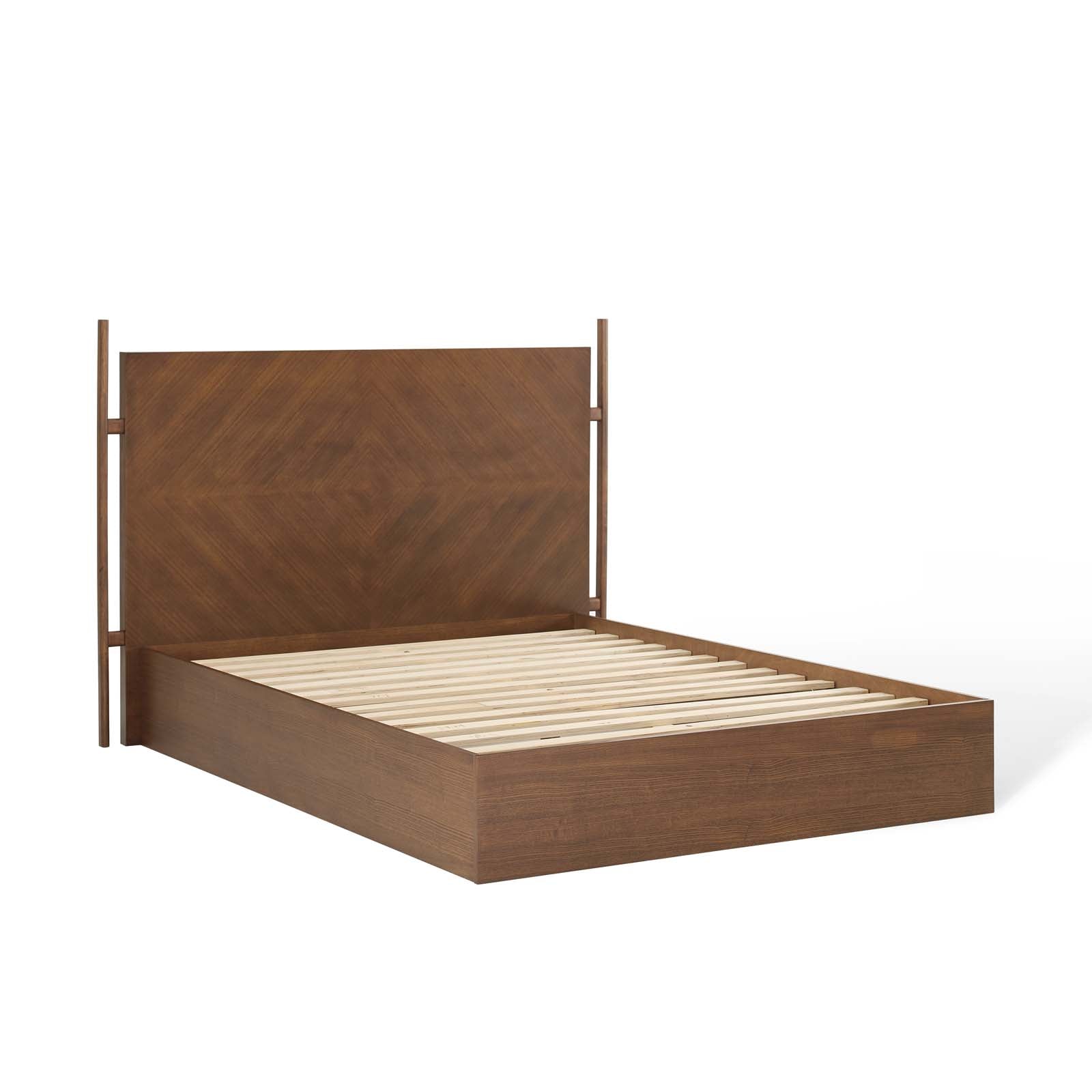 Chevron Queen Wood Platform Bed – With Slatted Support