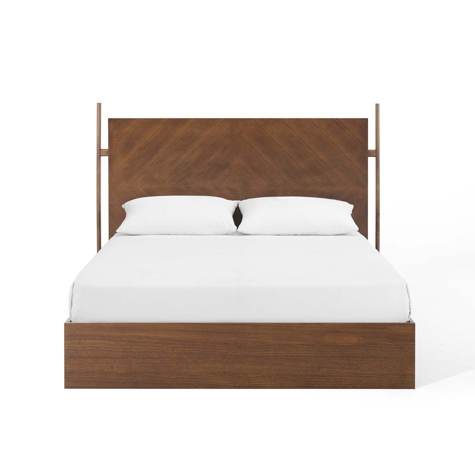 Chevron Queen Wood Platform Bed – With Slatted Support