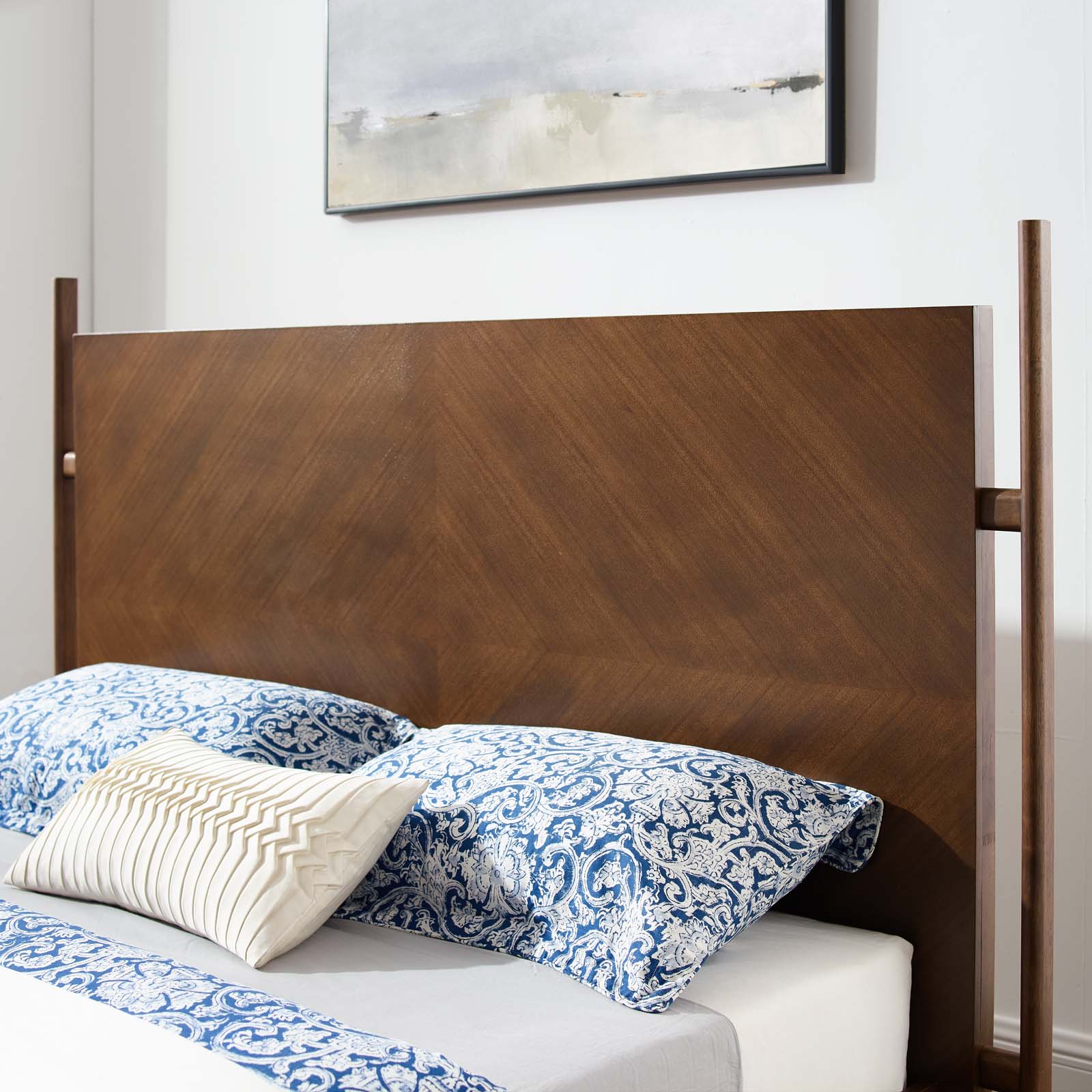Chevron Queen Wood Platform Bed – With Slatted Support