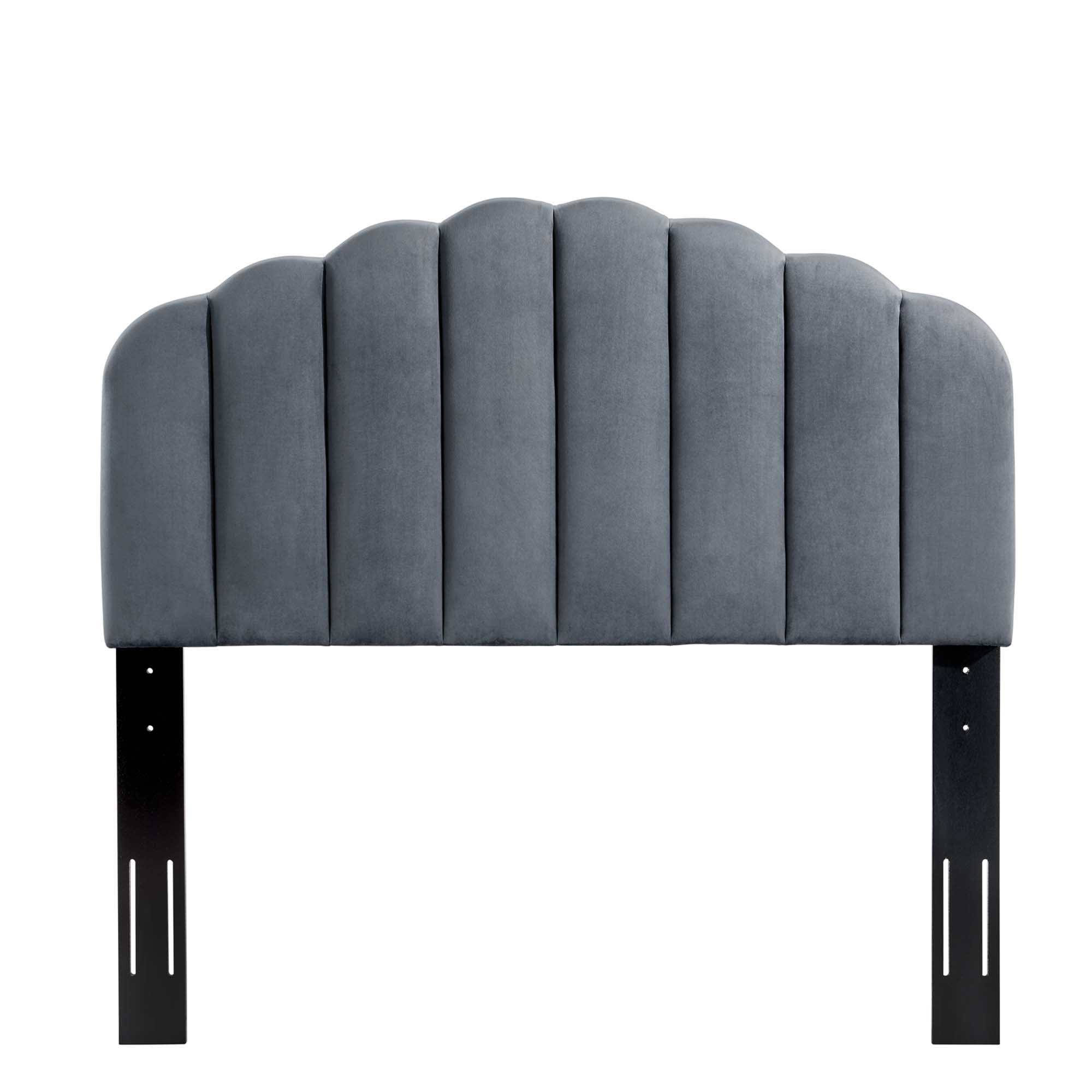 Veronique Performance Velvet Twin Headboard, Charcoal