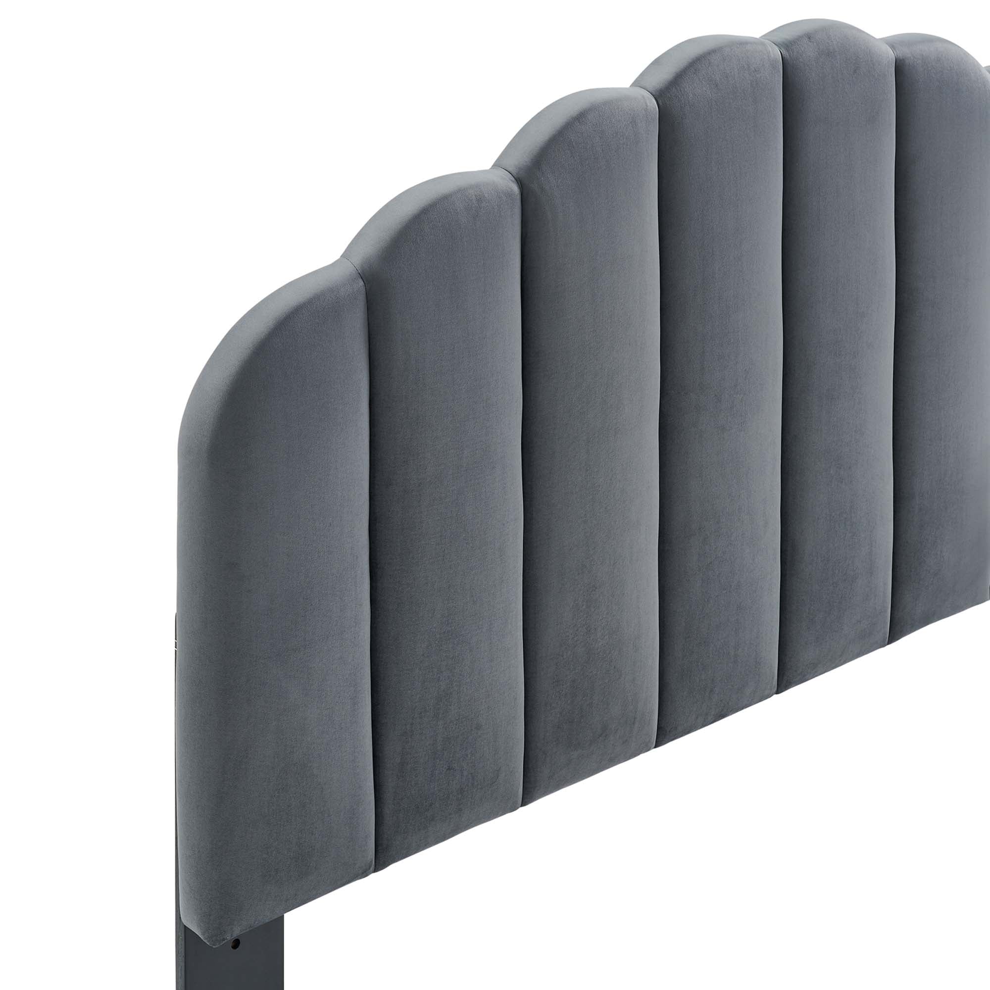 Veronique Performance Velvet Twin Headboard, Charcoal