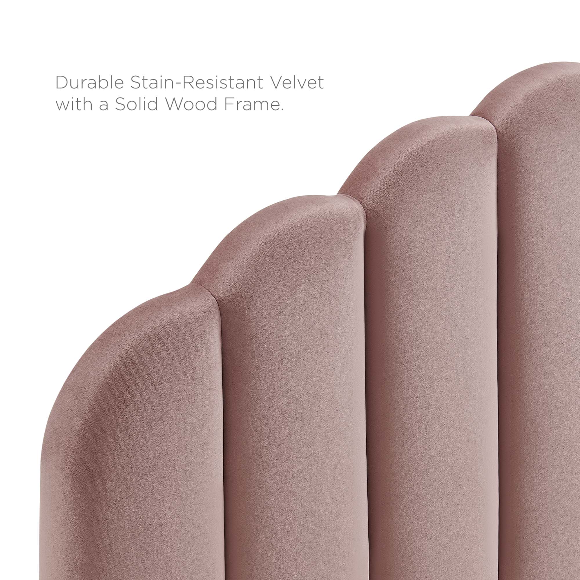Veronique Performance Velvet Twin Headboard, Dusty Rose