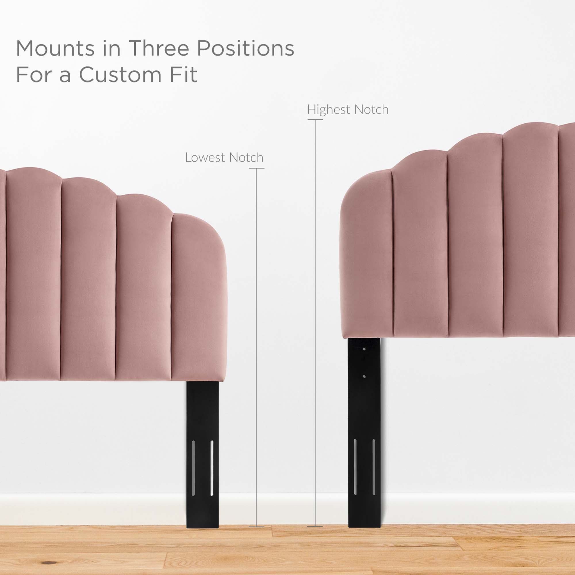 Veronique Performance Velvet Twin Headboard, Dusty Rose