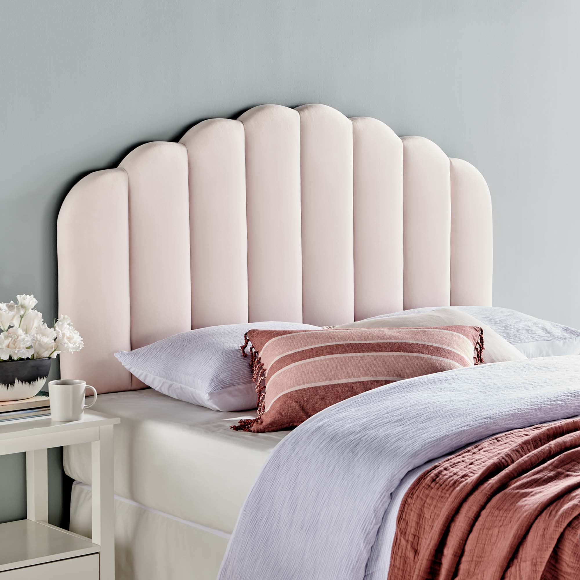 Veronique Performance Velvet Twin Headboard, Pink