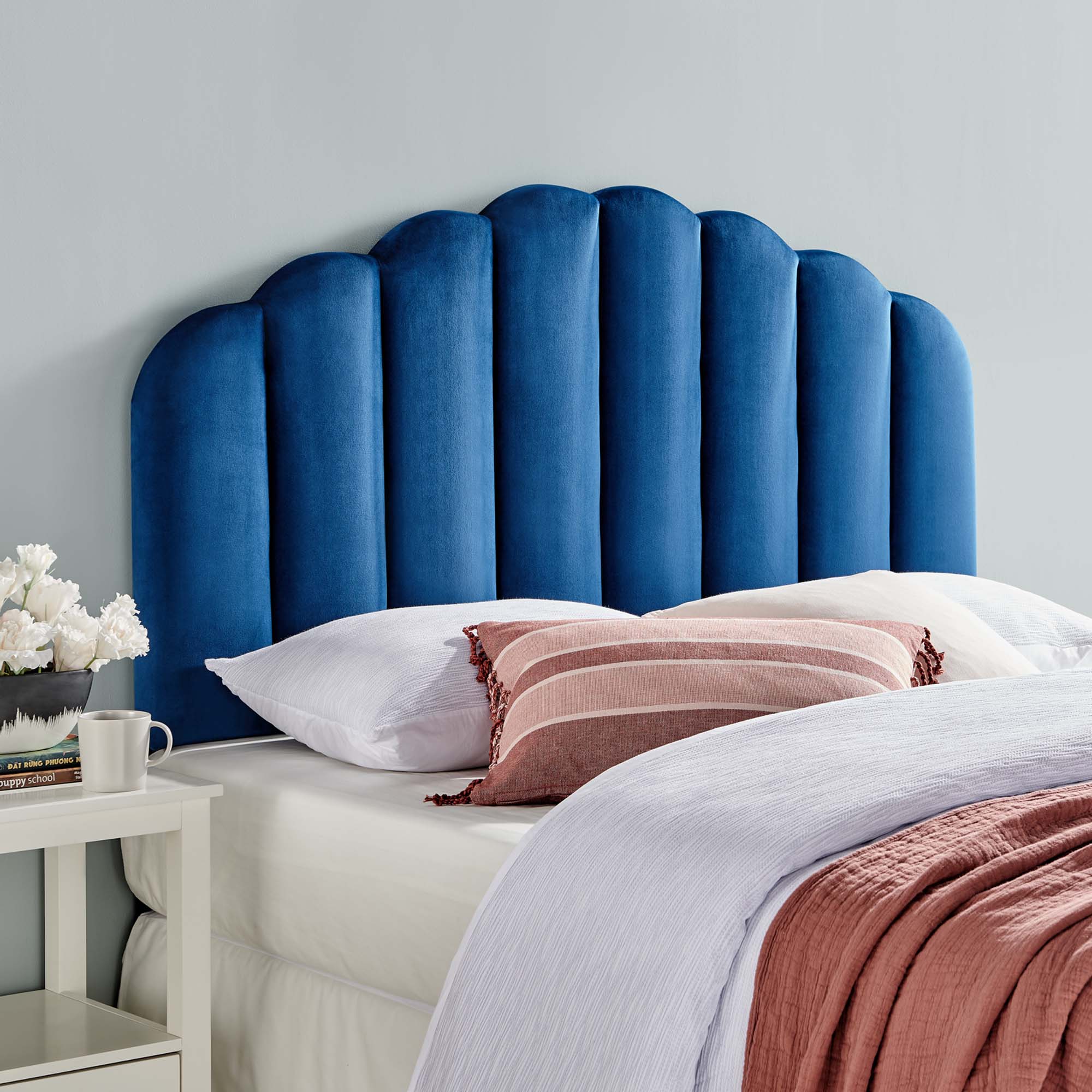 Veronique Performance Velvet Full/Queen Headboard, Navy