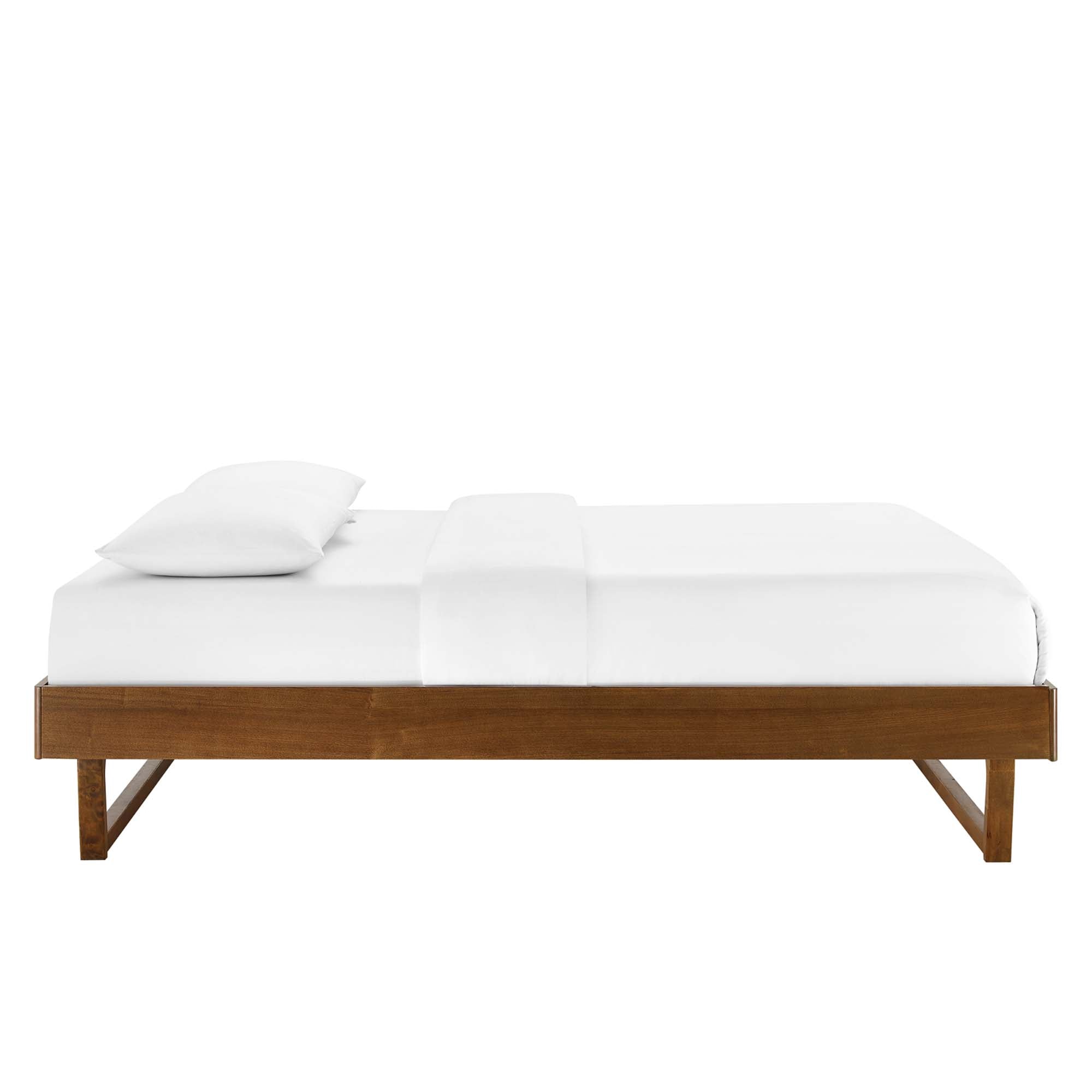 Billie Wood Full Platform Bed Frame, Walnut