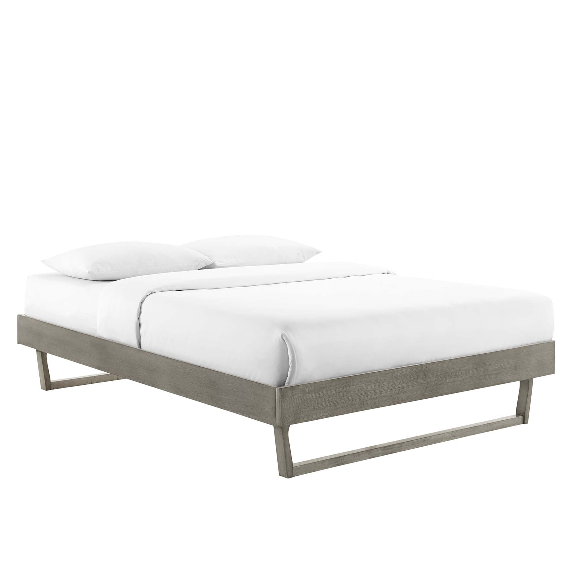 Korlin Grey Queen Wood Platform Bed – Interchangeable Headboard Compatible