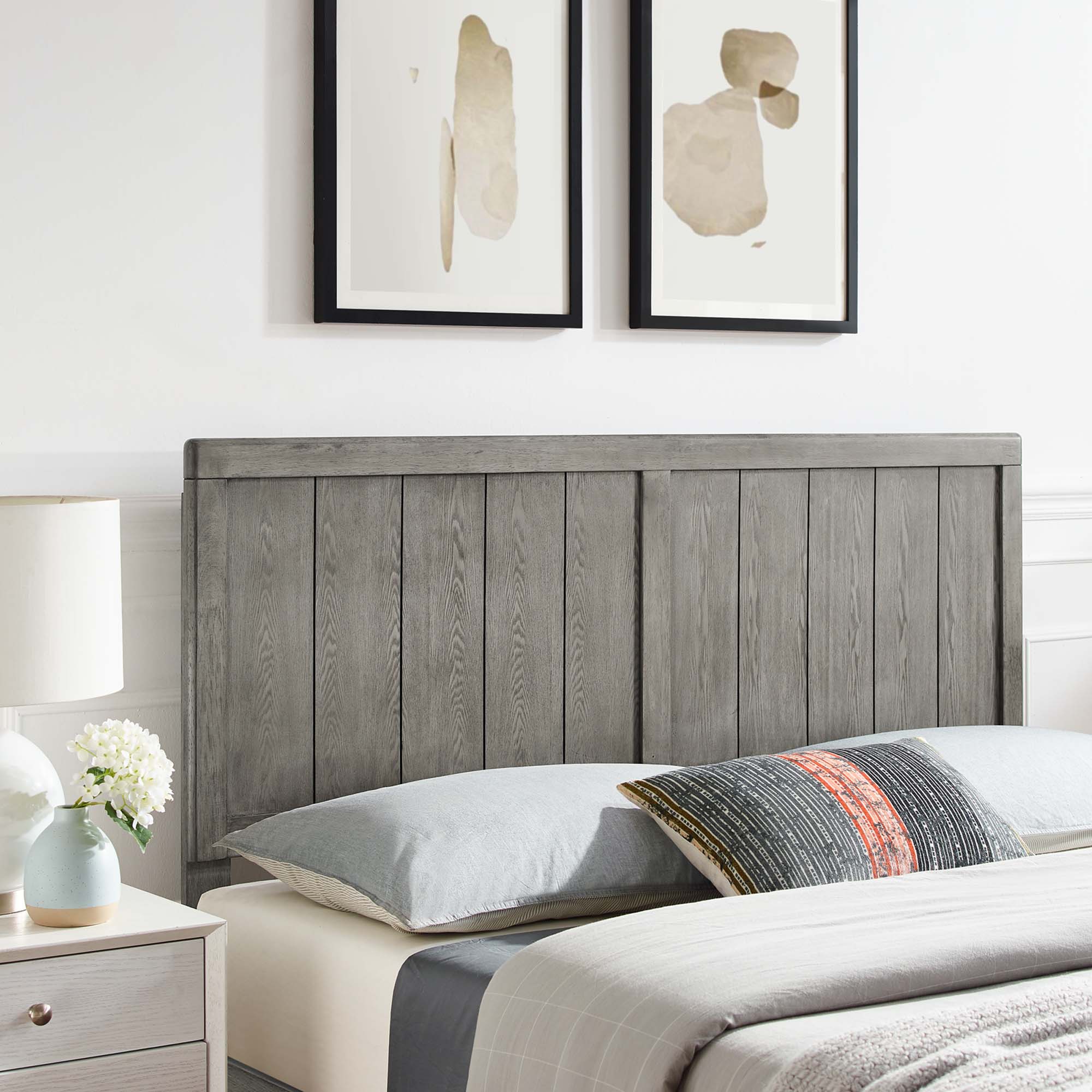Robbie Wood Twin Headboard, Gray