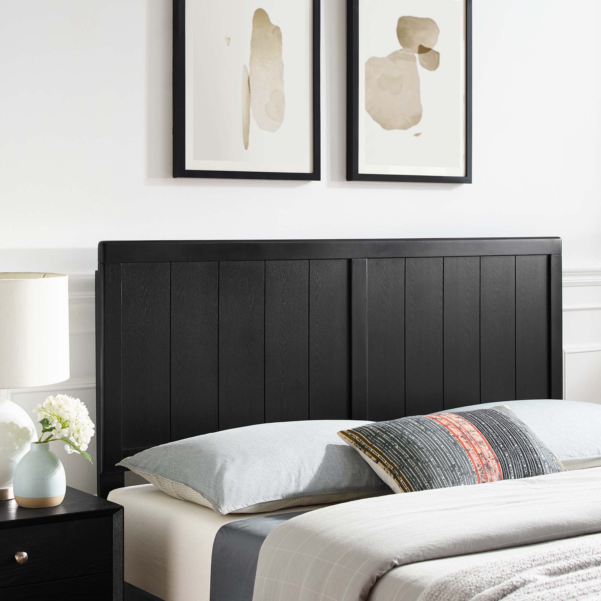Robbie Wood Queen Headboard, Black