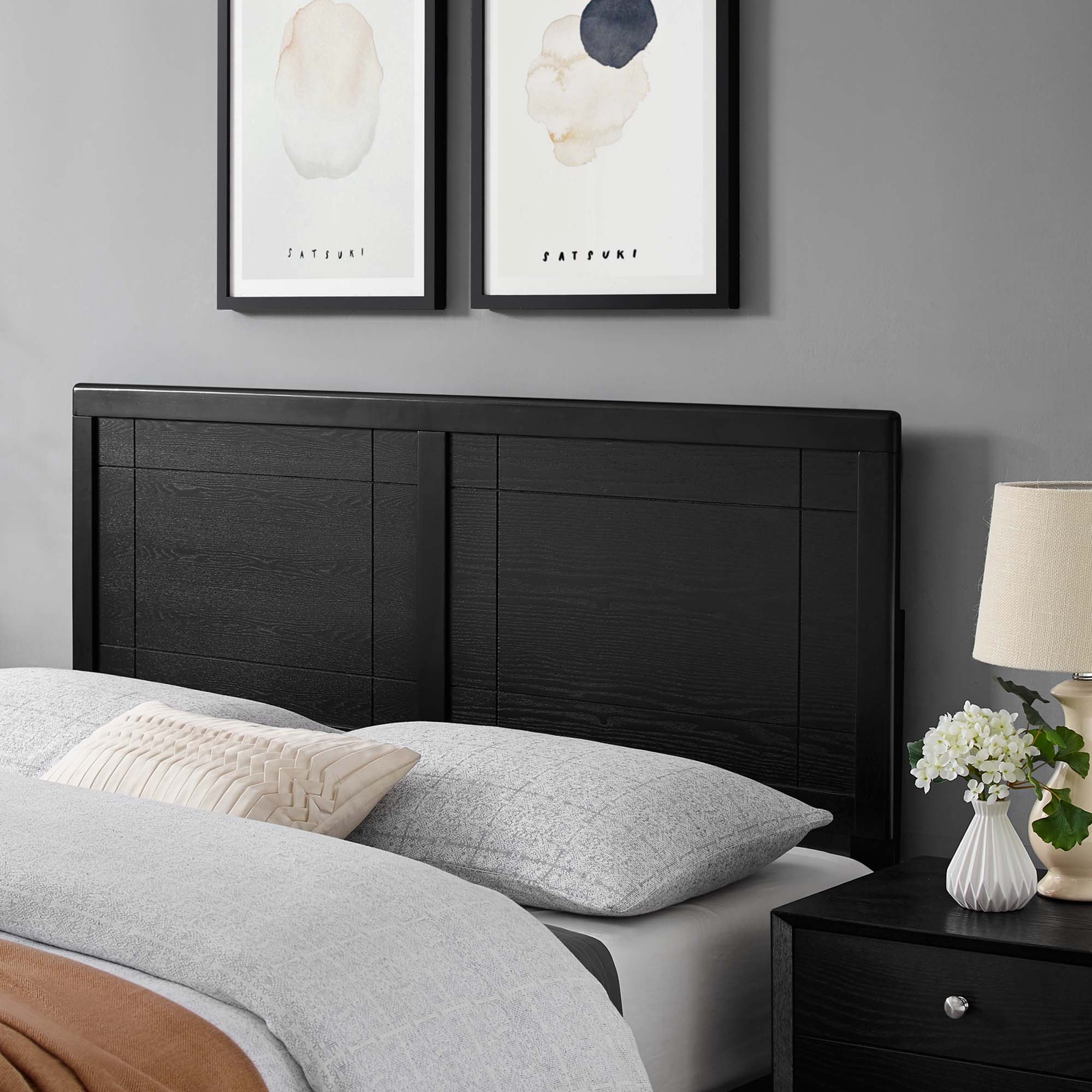 Archie Wood Twin Headboard, Black