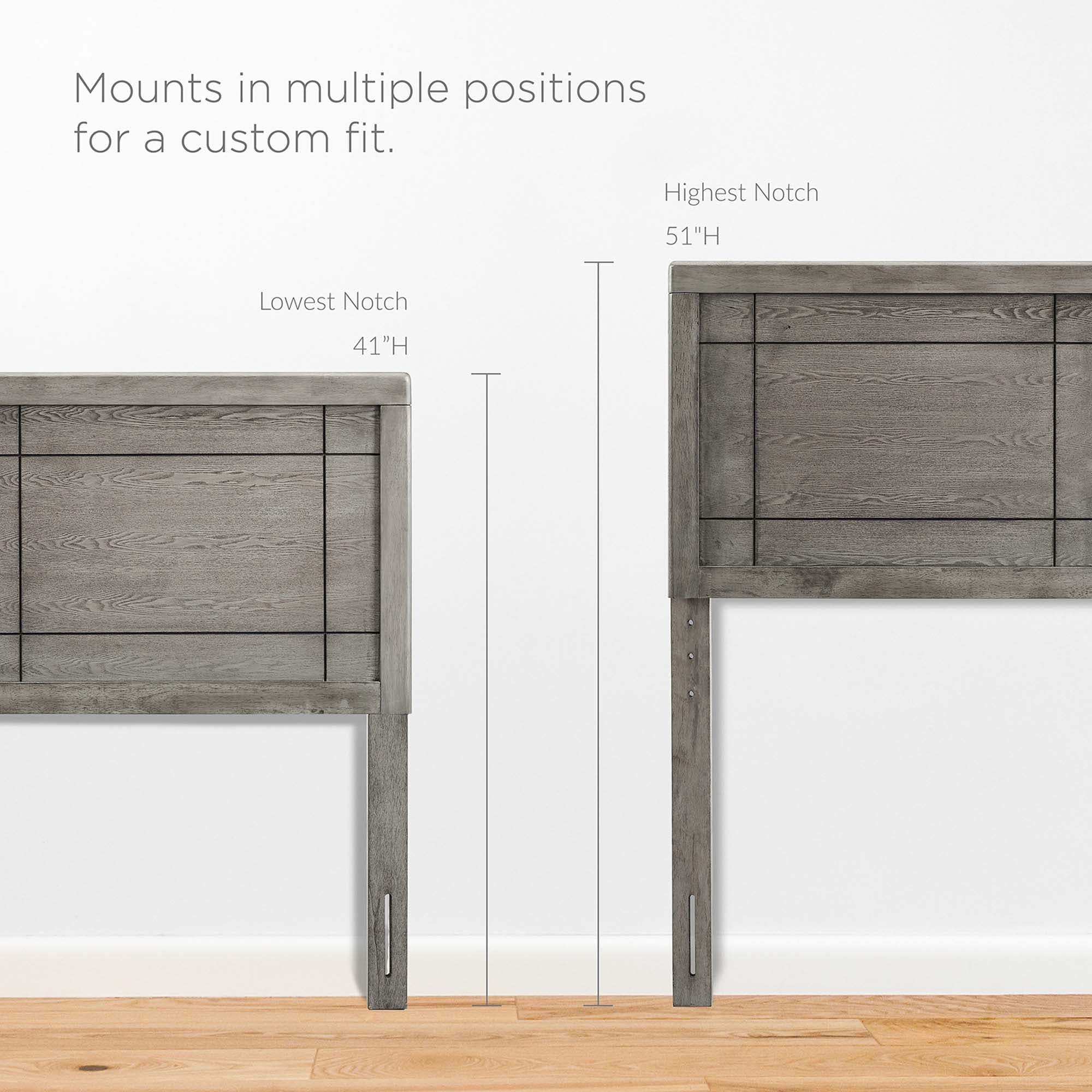Archie Wood Twin Headboard, Gray