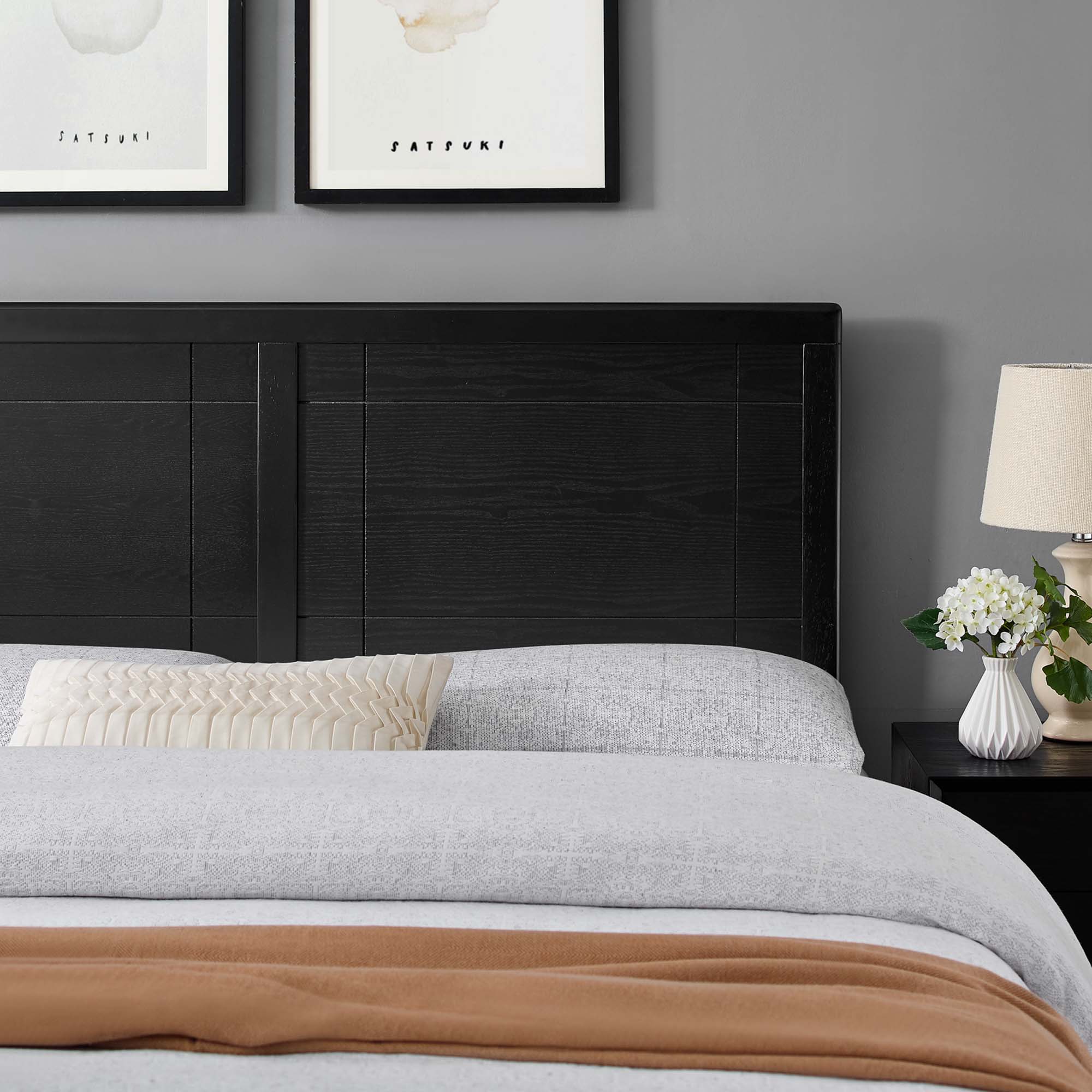 Archie Wood Queen Headboard, Black