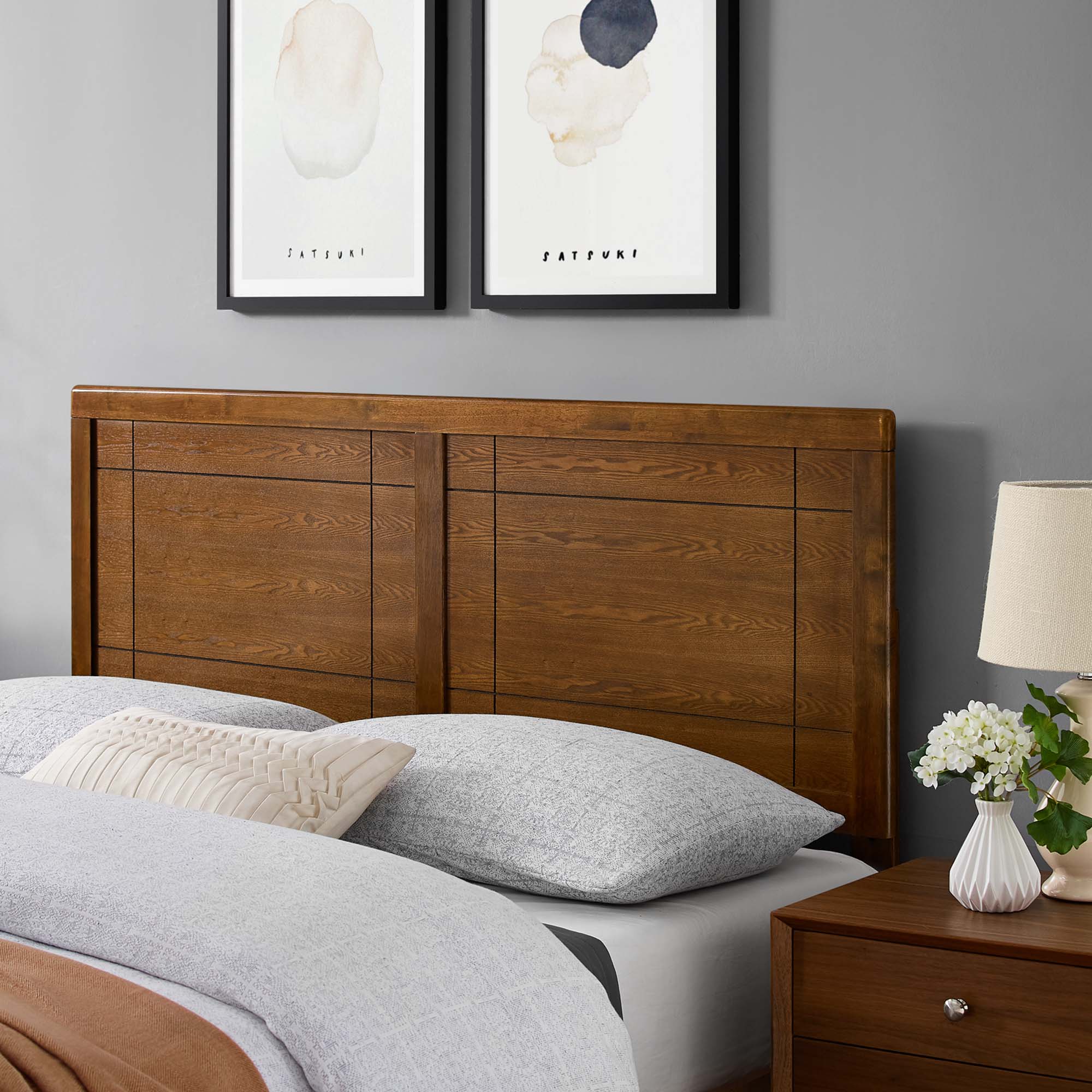 Archie Wood Queen Headboard, Walnut
