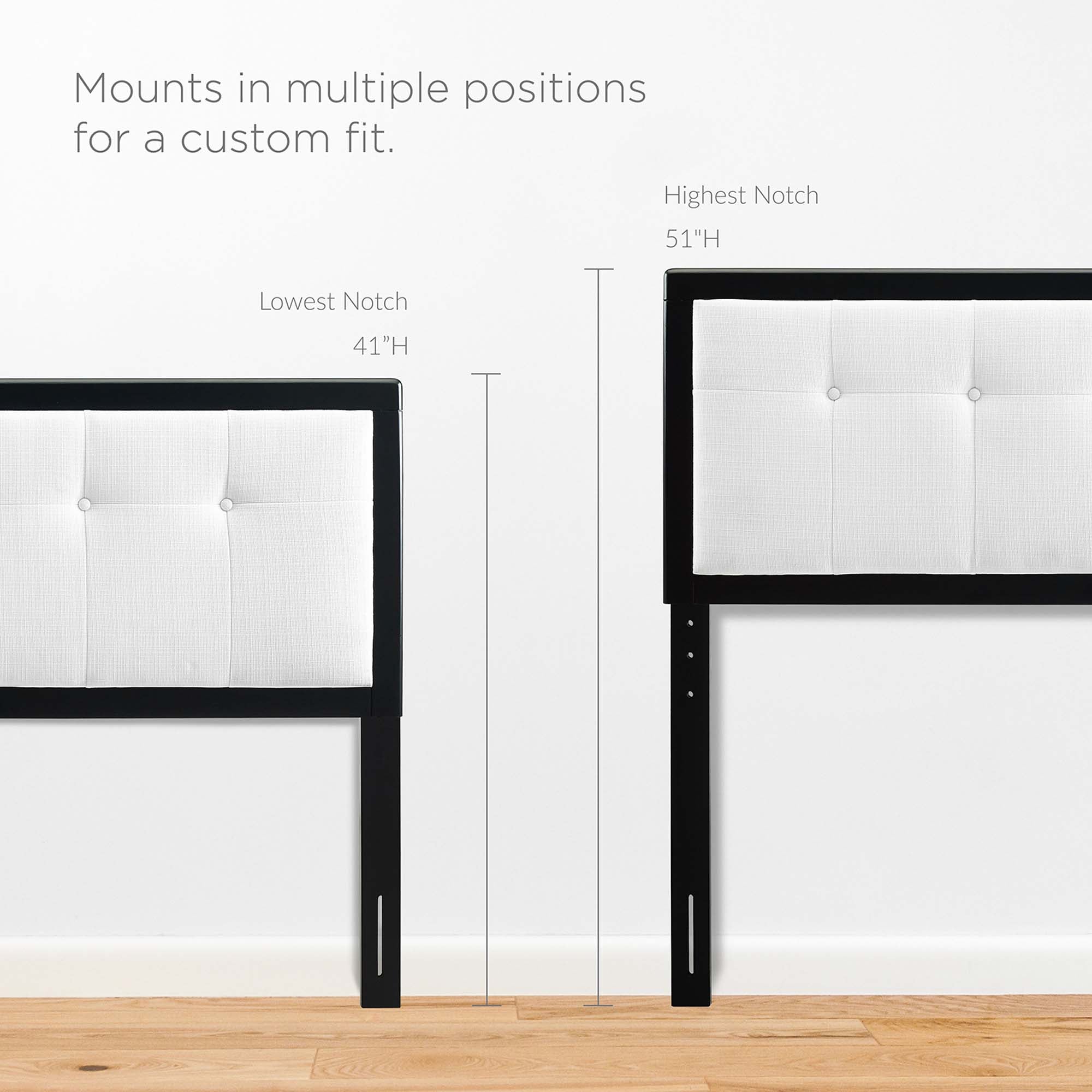 Draper Tufted Fabric and Wood Twin Headboard, Black White