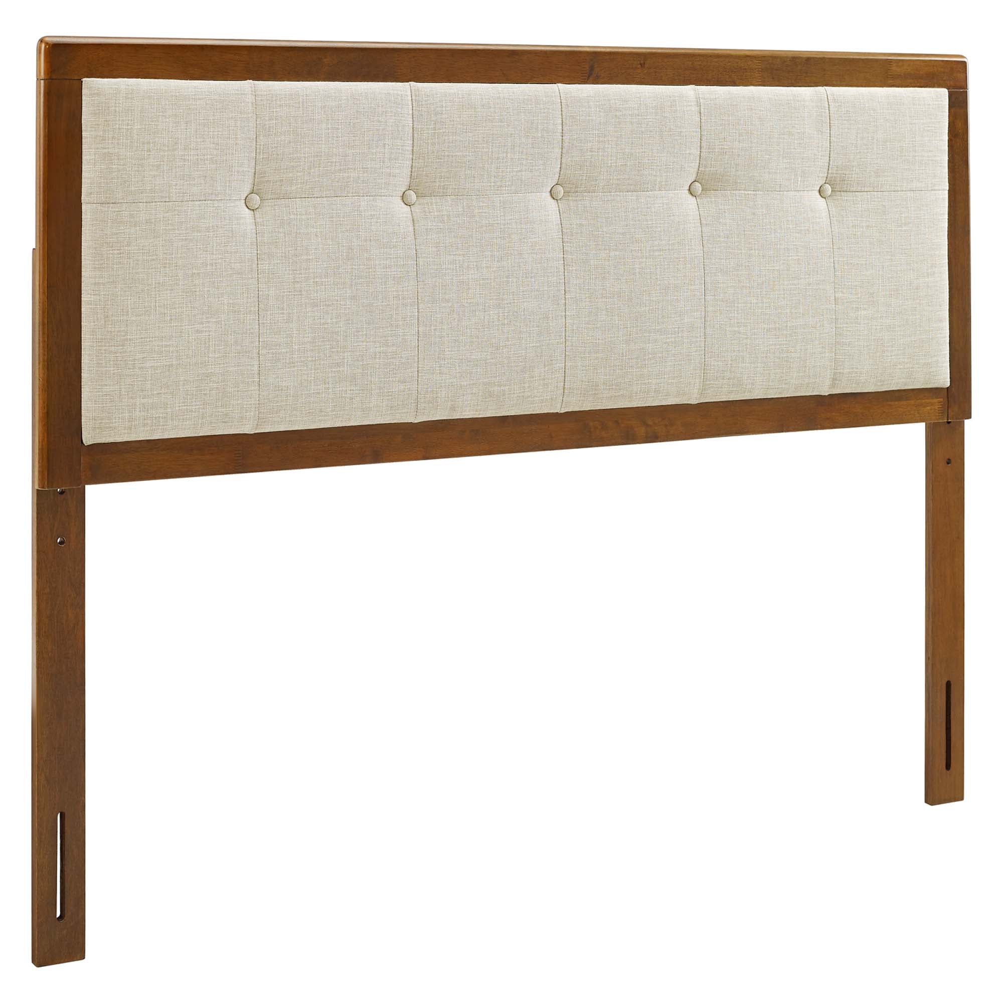 Draper Tufted Fabric and Wood Full Headboard, Walnut Beige