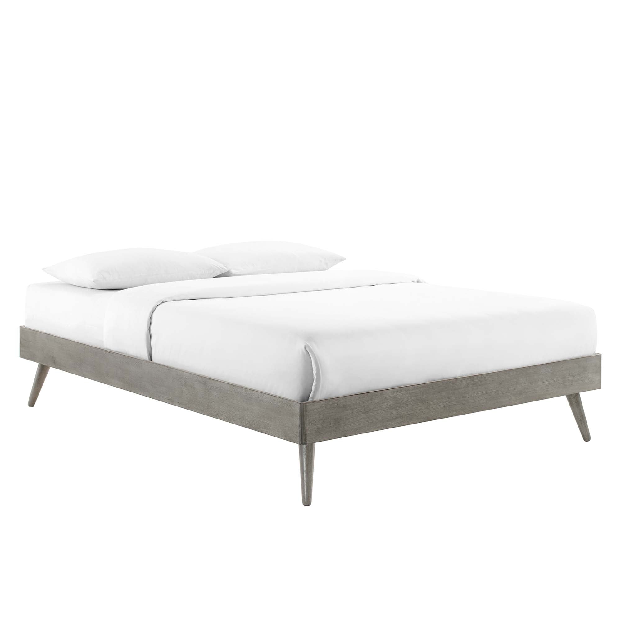 Yovrin Grey Twin Wood Platform Bed Interchangeable Headboard Compatible