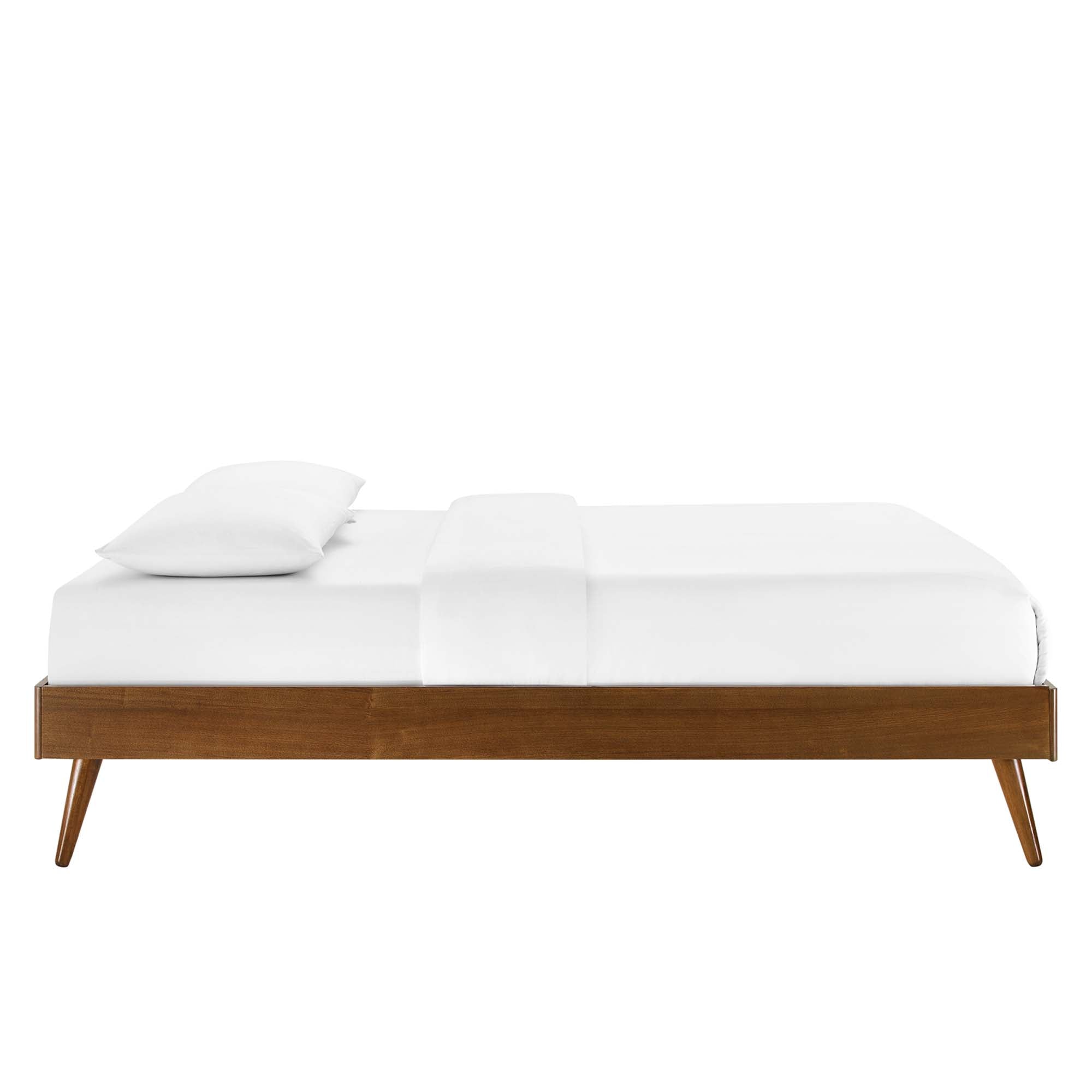 Thrive Full Walnut Platform Bed Frame Wood Slat Support System