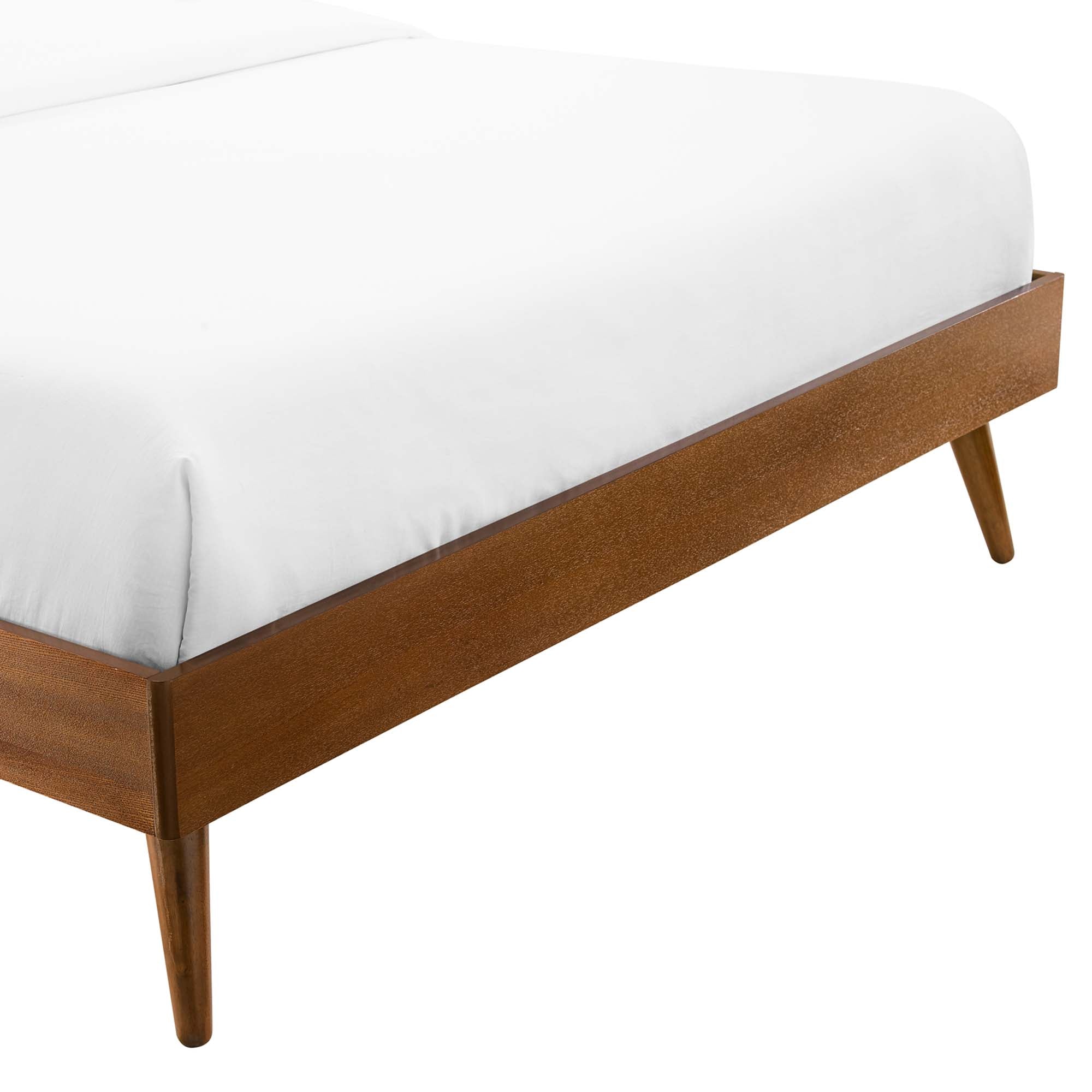 Thrive Full Walnut Platform Bed Frame Wood Slat Support System