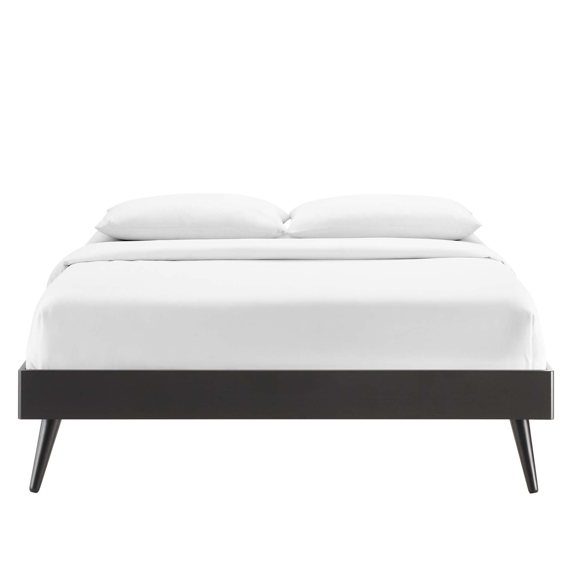 Bridgette Wood Queen Platform Bed With Splayed Legs, Black Beige