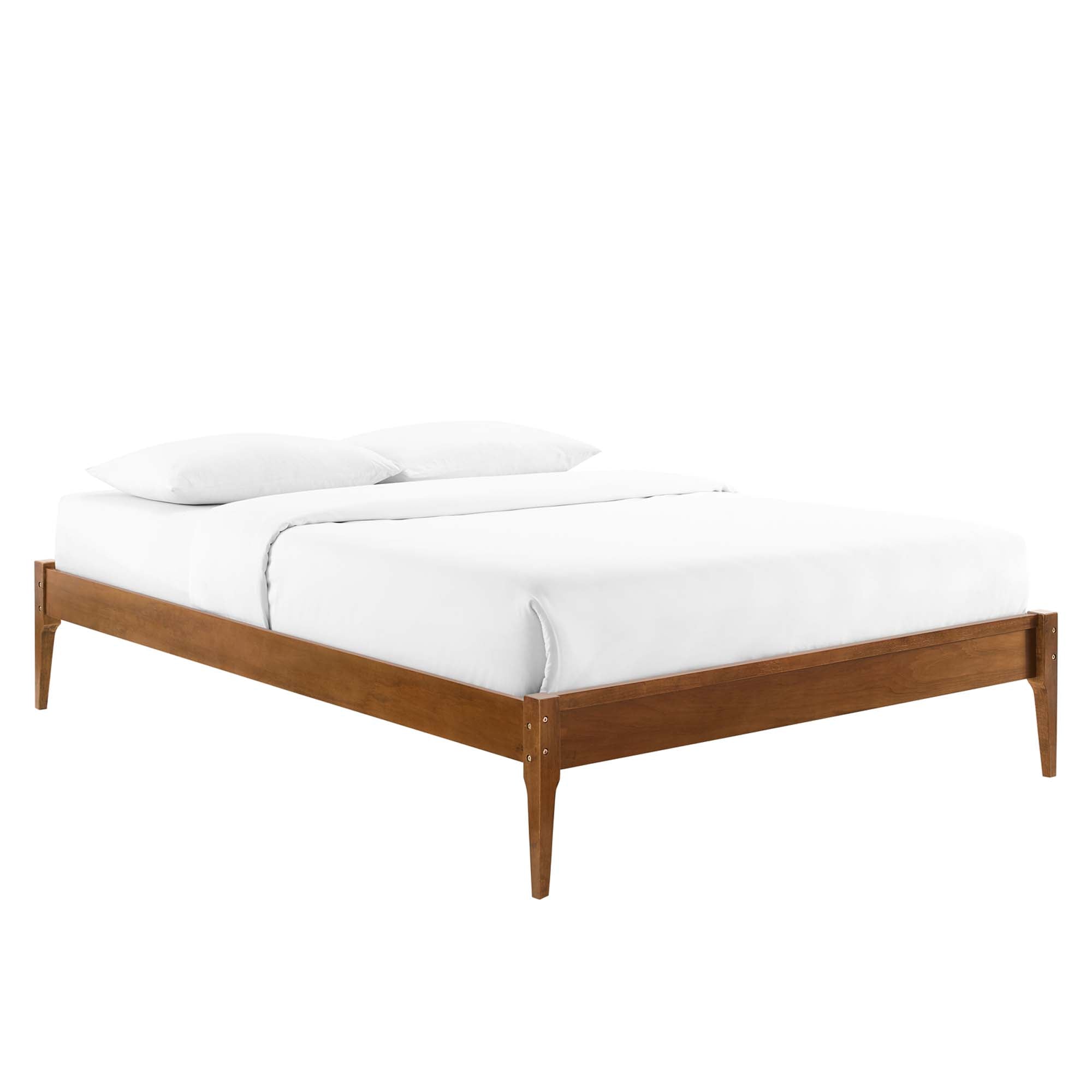 Biagio Full Walnut Wood Platform Bed Frame – No Box Spring Required