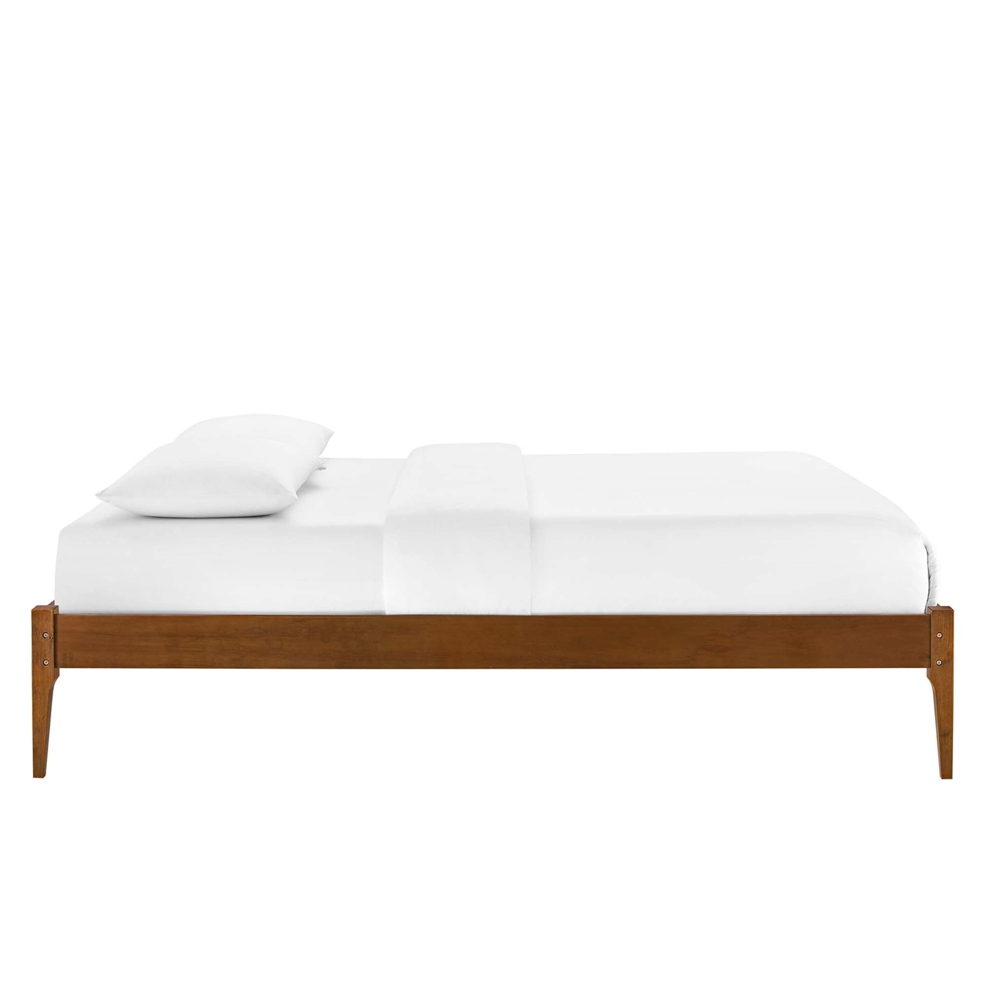 Biagio Full Walnut Wood Platform Bed Frame – No Box Spring Required