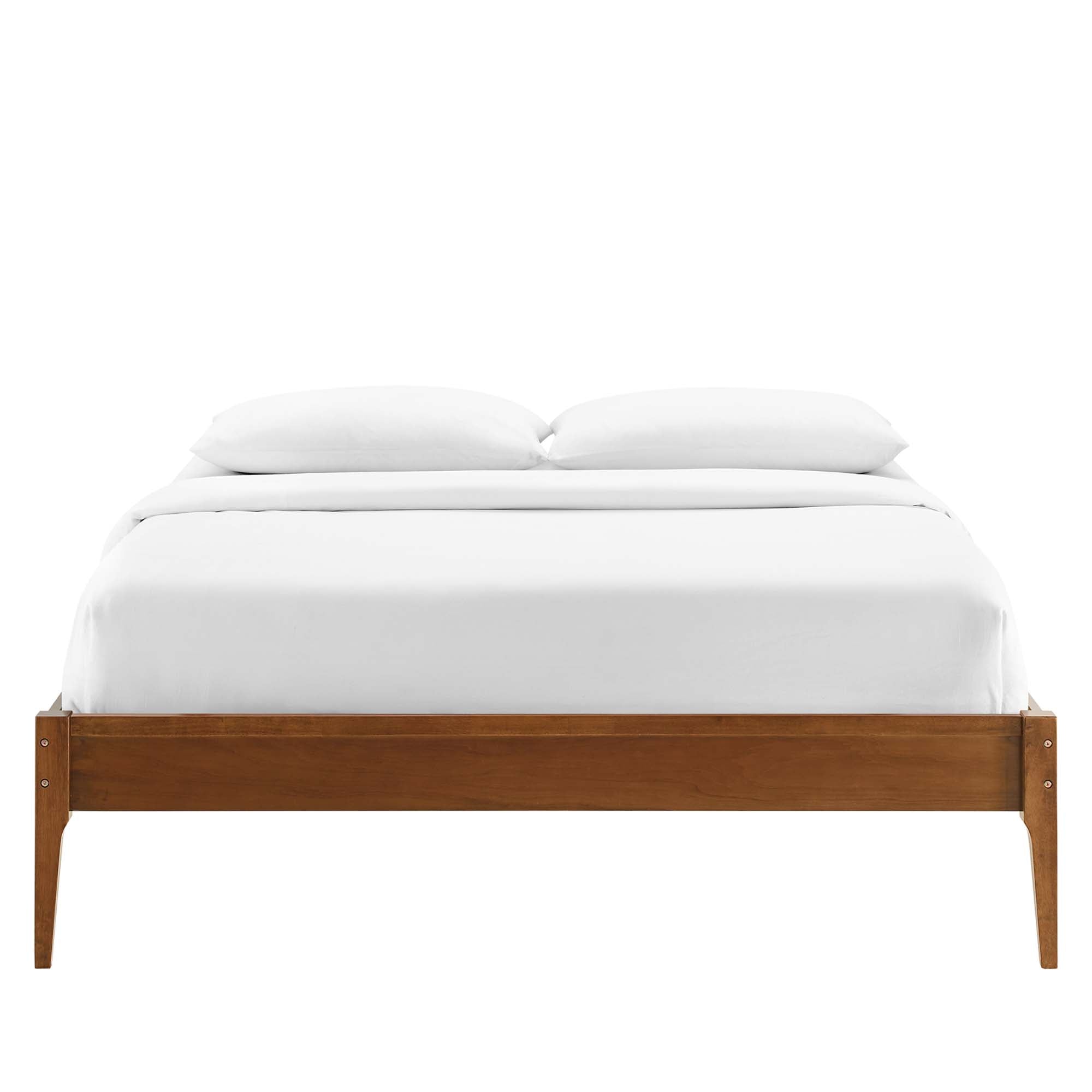 Biagio Full Walnut Wood Platform Bed Frame – No Box Spring Required