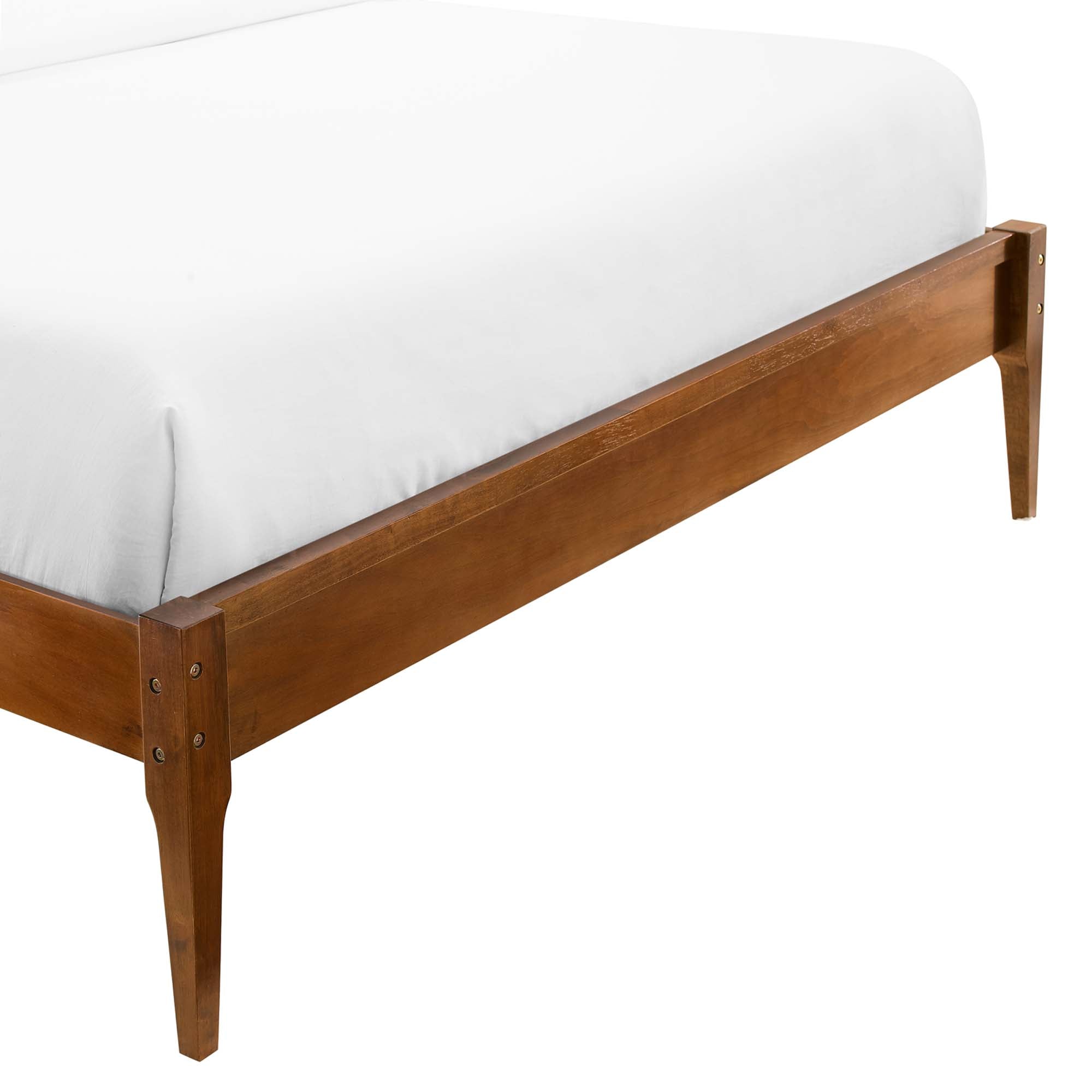 Biagio Full Walnut Wood Platform Bed Frame – No Box Spring Required