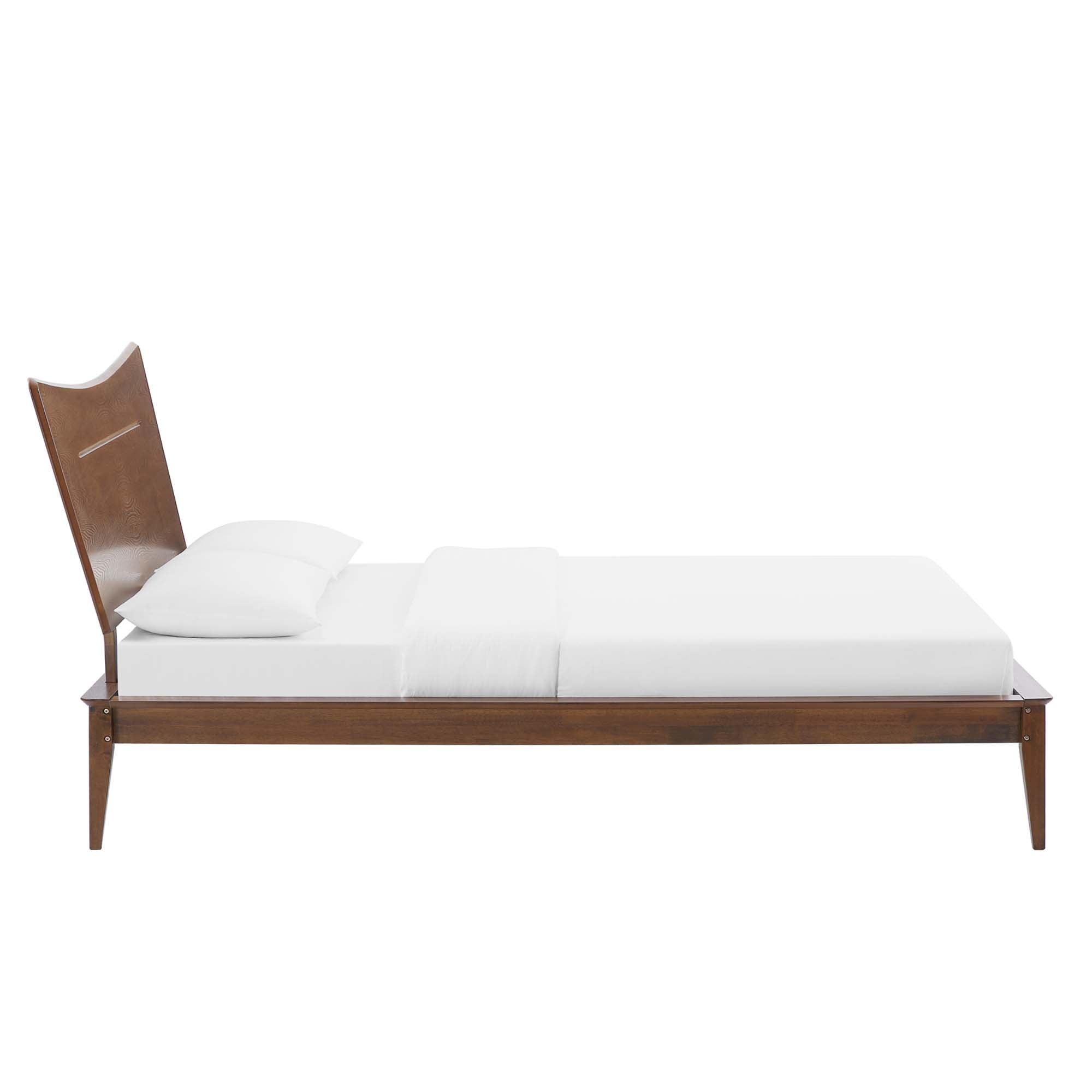 Sutton Queen Walnut Platform Bed Frame – No Box Spring Needed
