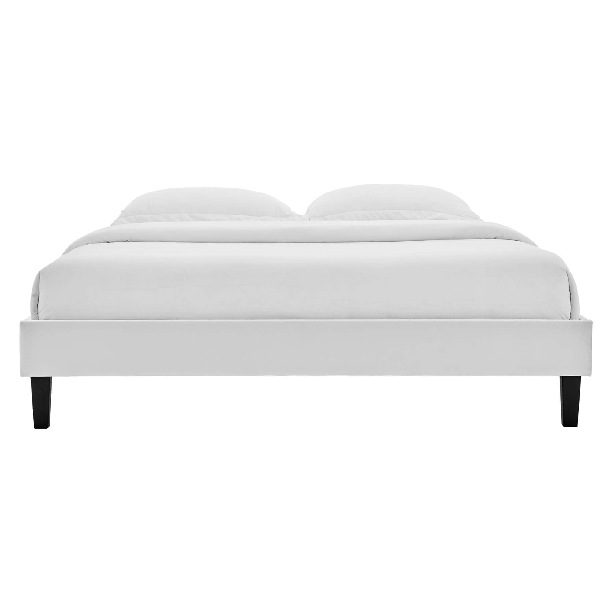Reign Performance Velvet Full Platform Bed Frame, Light Gray