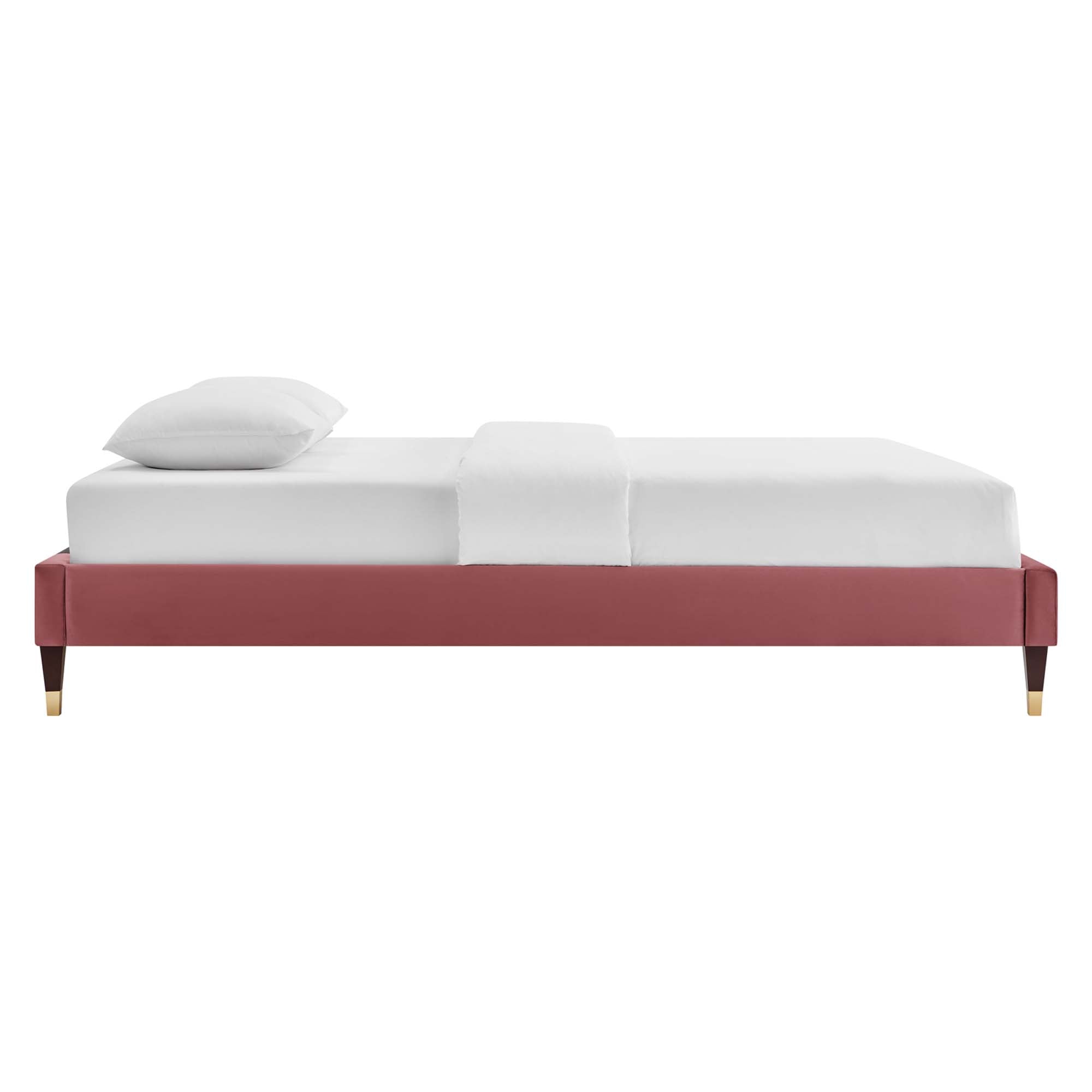Harlow Performance Velvet Twin Platform Bed Frame, Dusty Rose