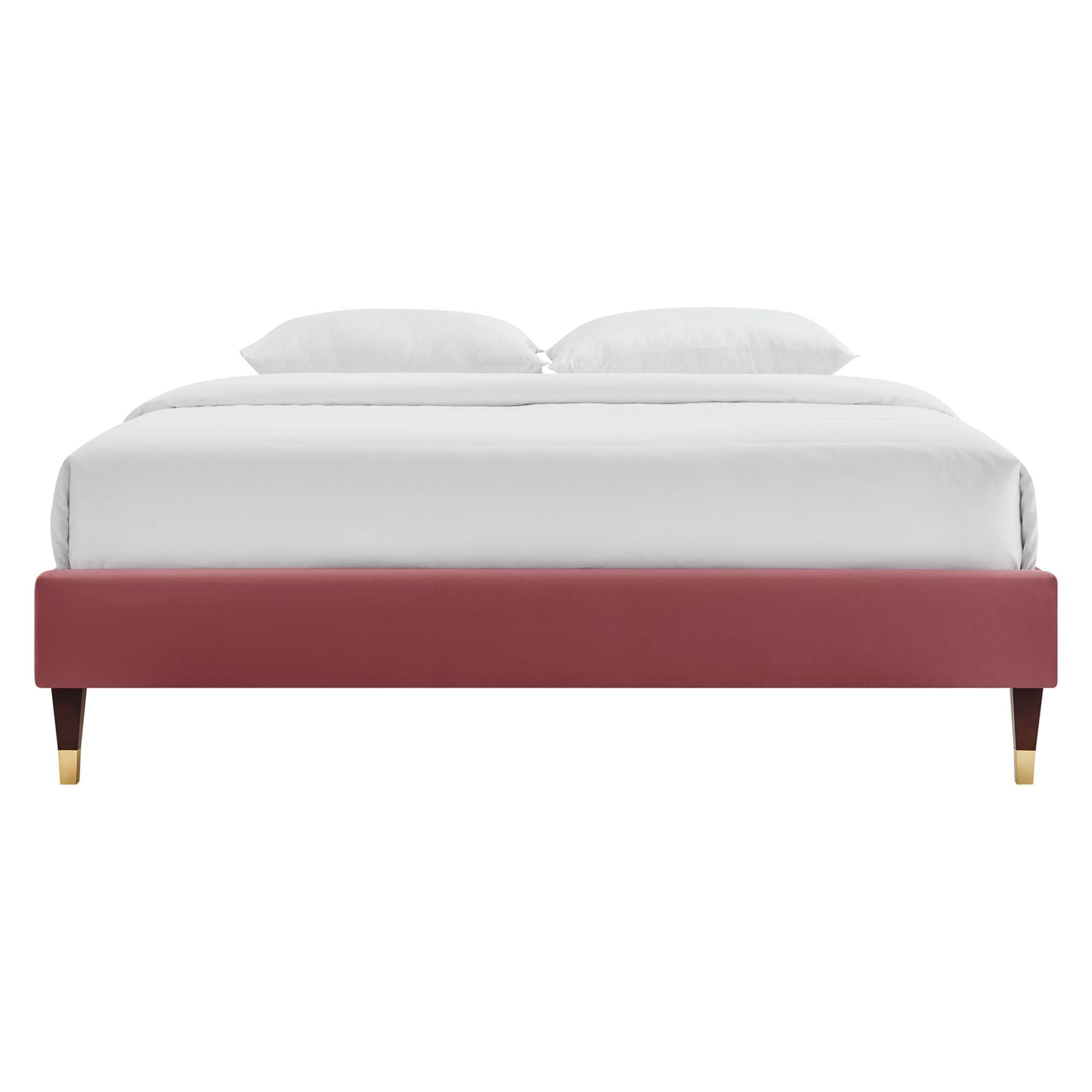 Harlow Performance Velvet Twin Platform Bed Frame, Dusty Rose