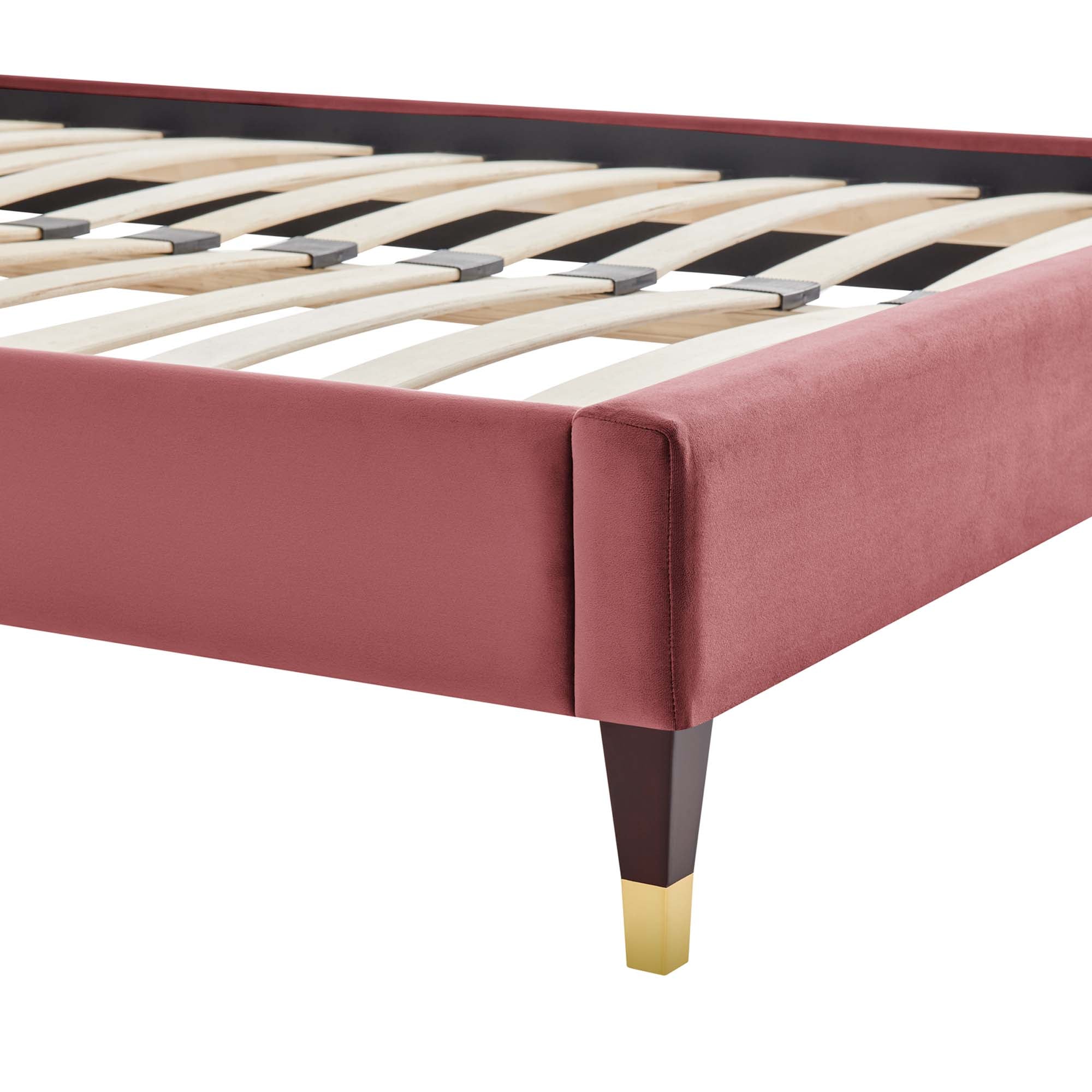 Harlow Performance Velvet Twin Platform Bed Frame, Dusty Rose