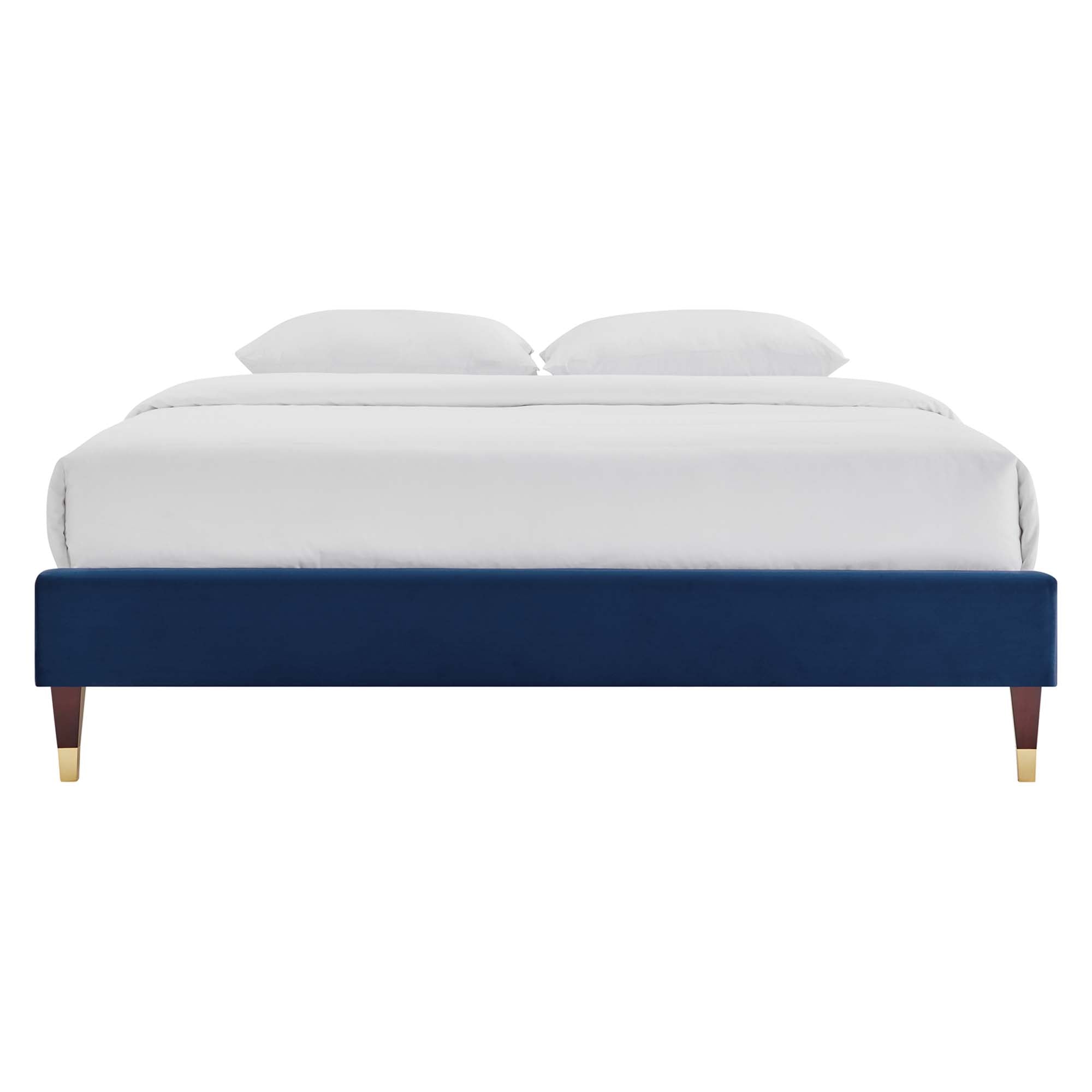 Harlow Performance Velvet Full Platform Bed Frame, Navy