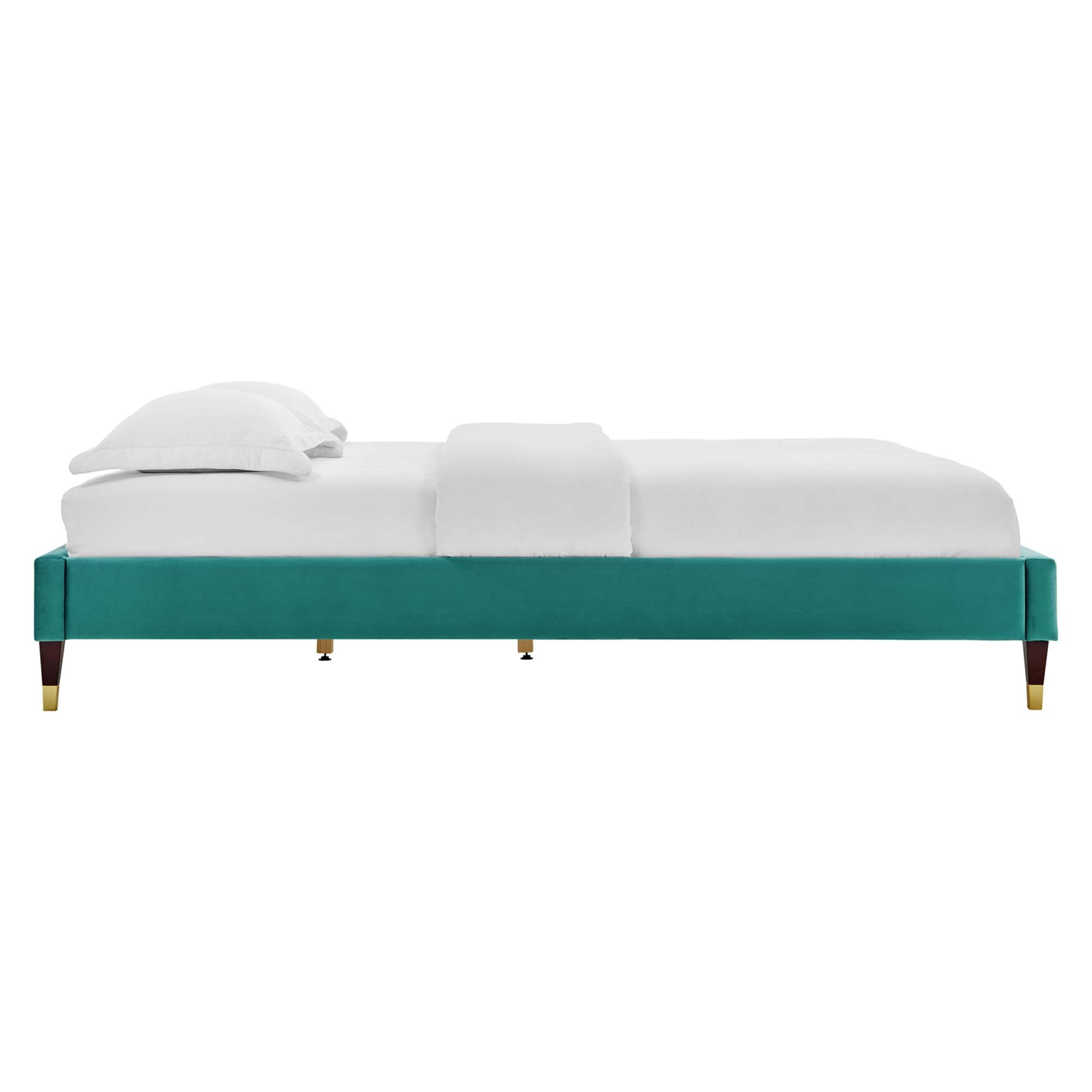 Harlow Performance Velvet Full Platform Bed Frame, Teal