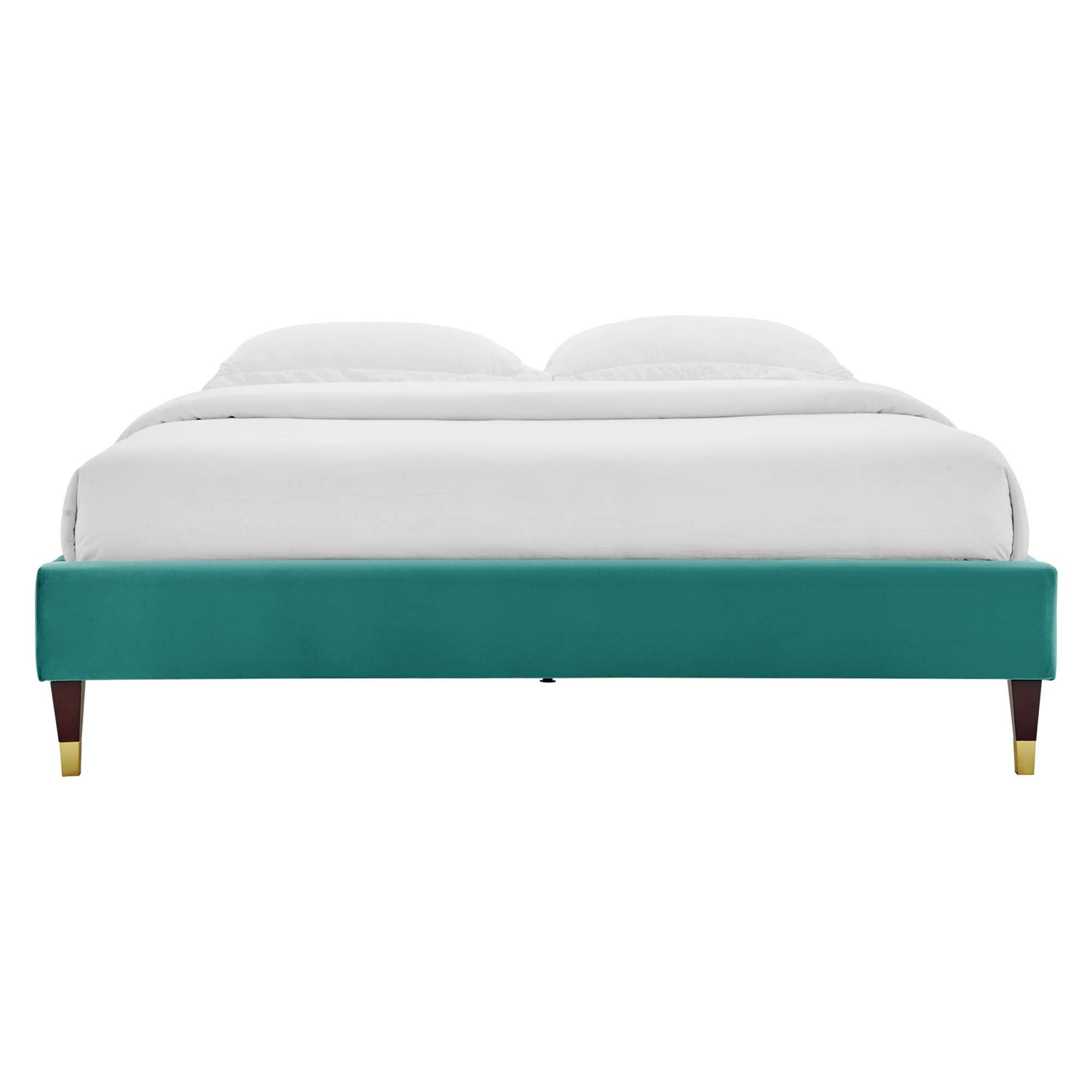 Harlow Performance Velvet Full Platform Bed Frame, Teal